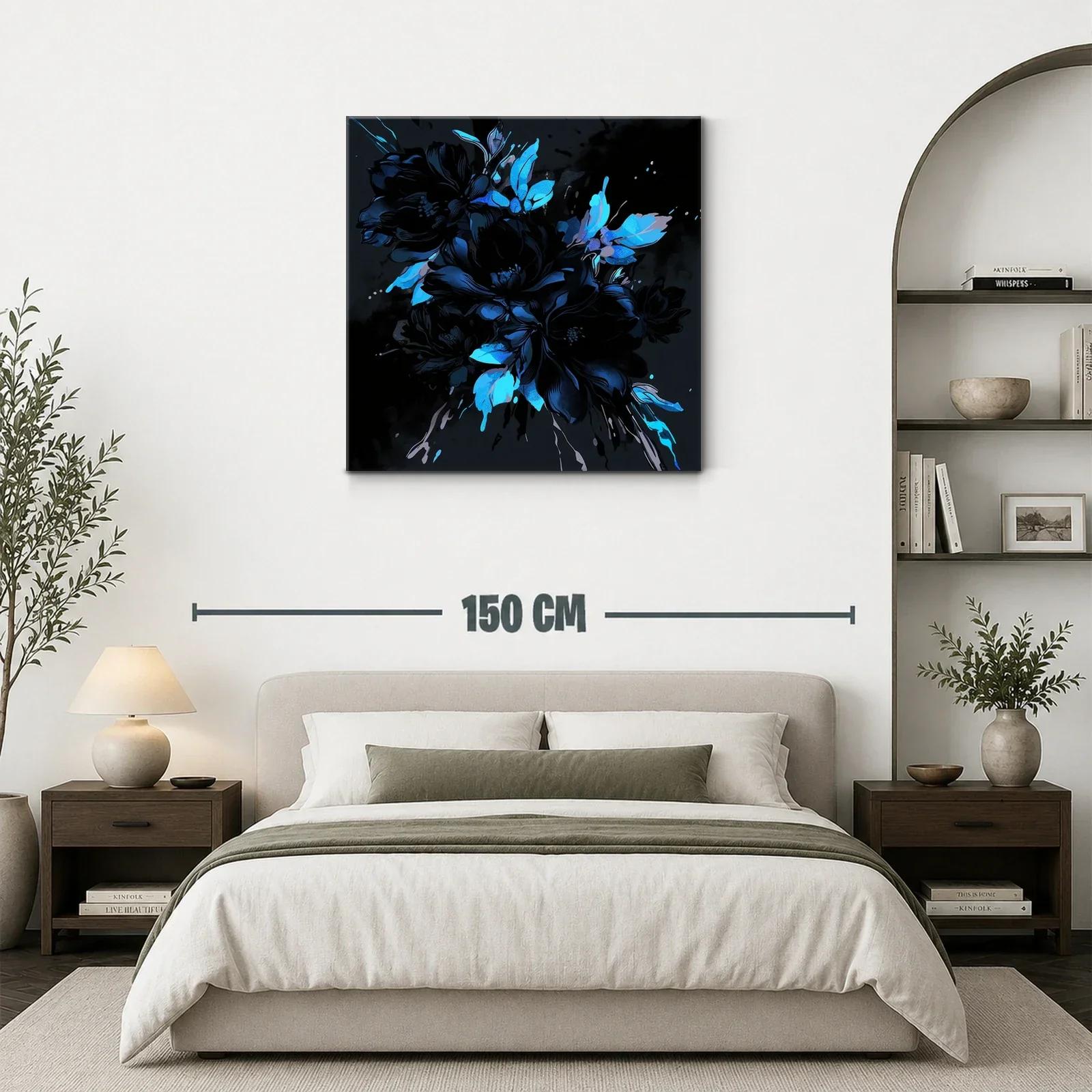 Elegancia floral en tonos oscuros y azules vibrantes — miniatura 3