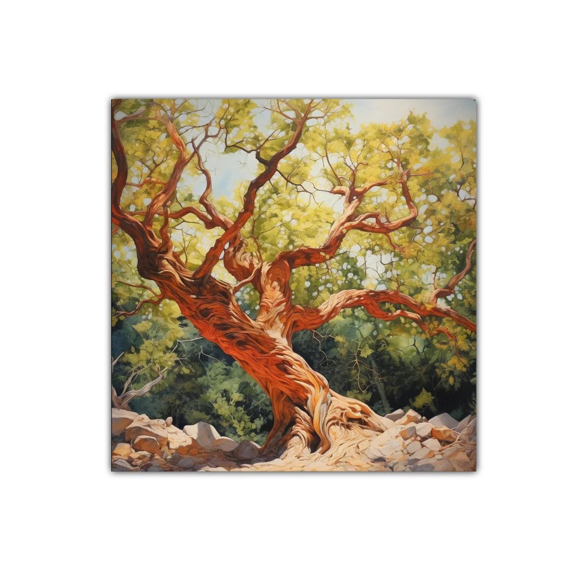 Majestuoso árbol con tronco retorcido y follaje luminoso