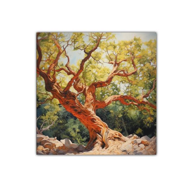 Majestuoso árbol con tronco retorcido y follaje luminoso