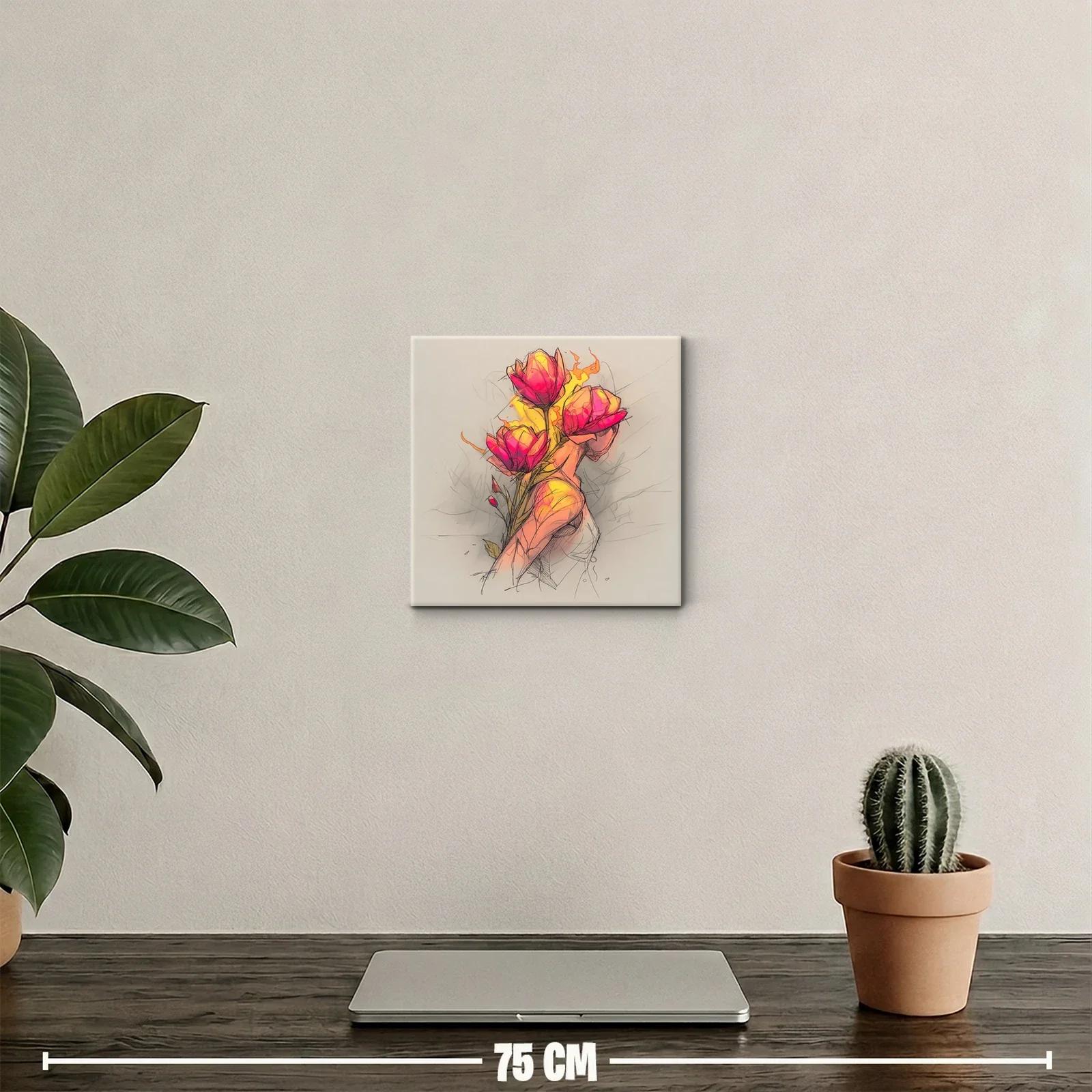 Figura femenina con flores en tonos cálidos y vibrantes — miniatura 2