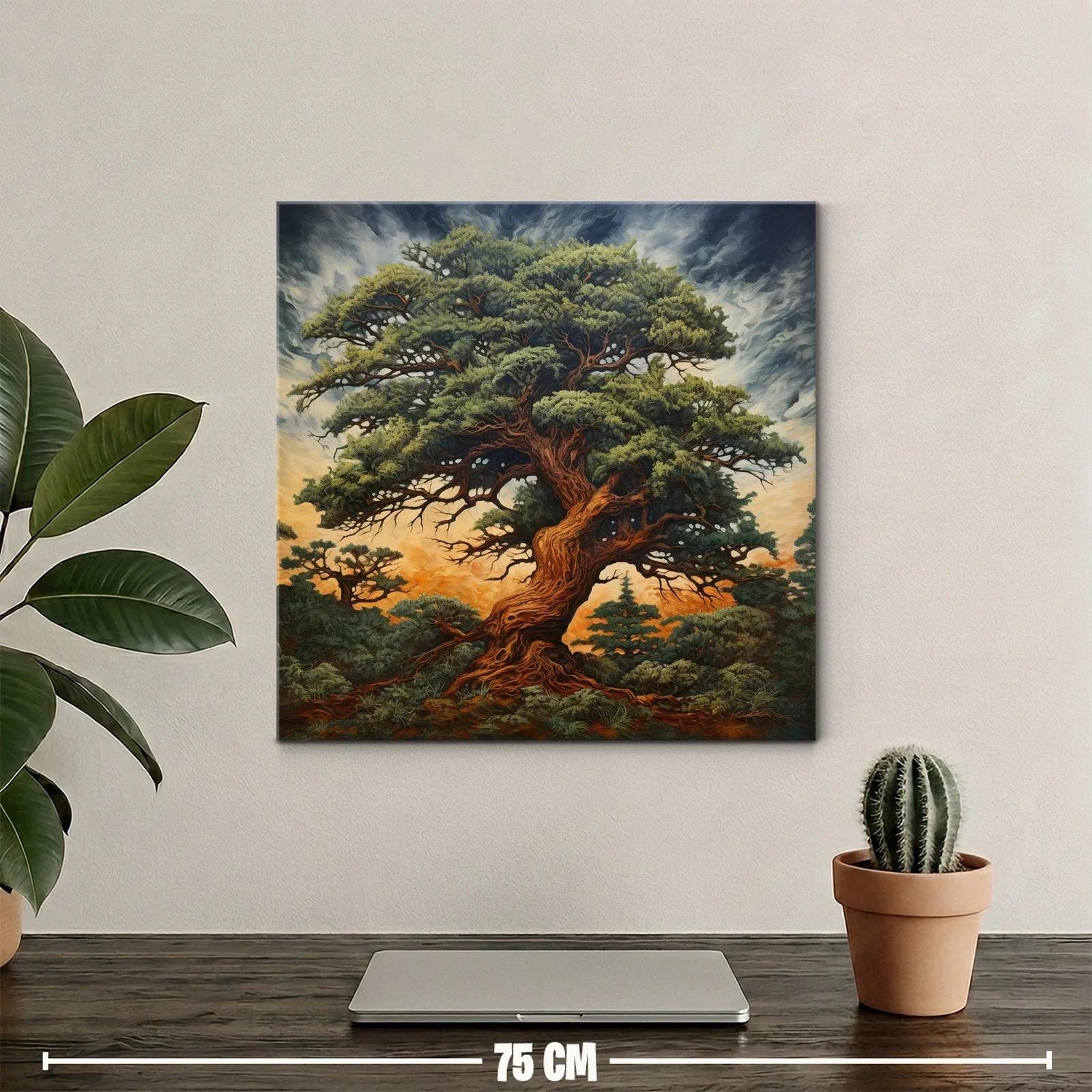 Imponente árbol antiguo en paisaje al atardecer — miniatura 2