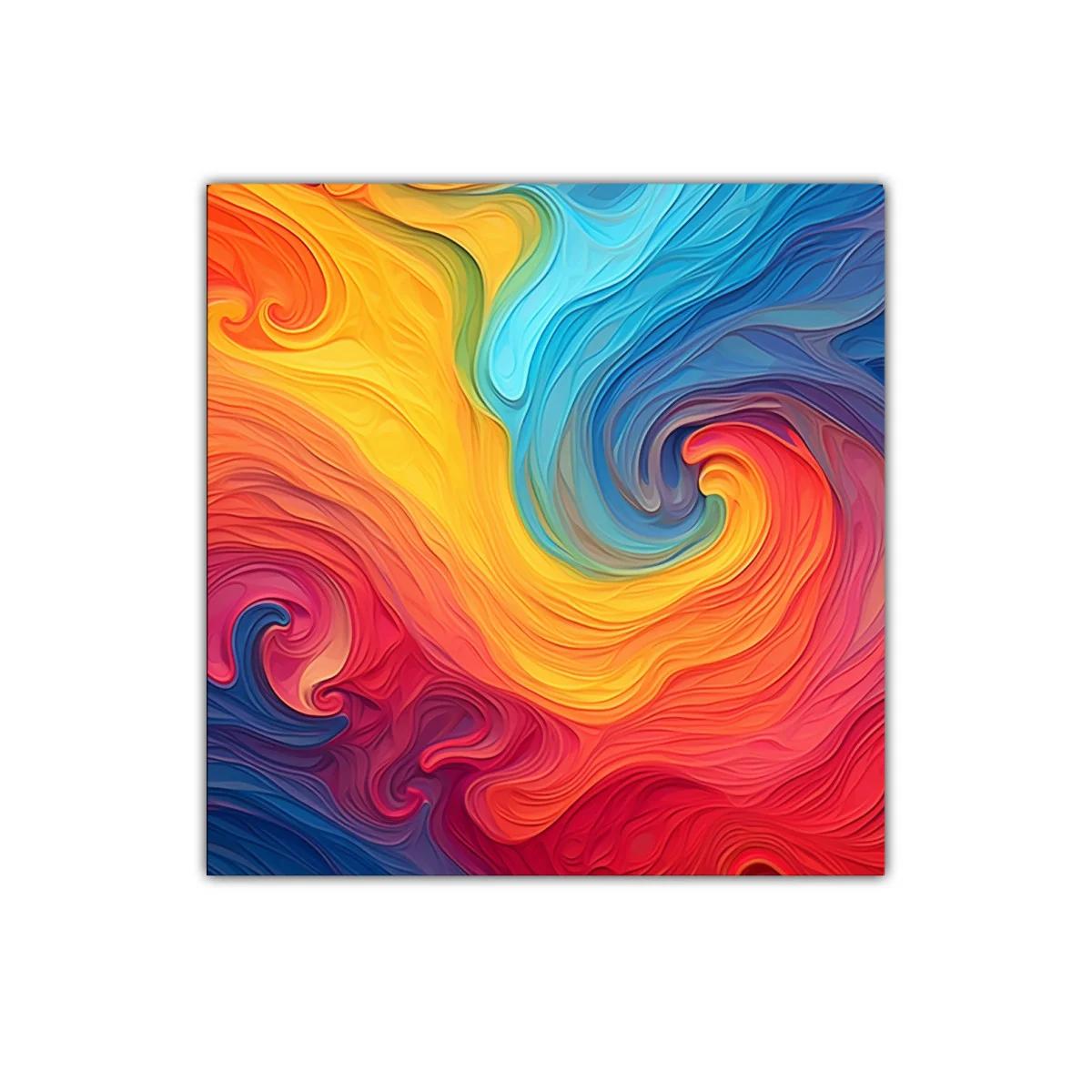 Cuadro abstracto con vibrantes remolinos de color intenso