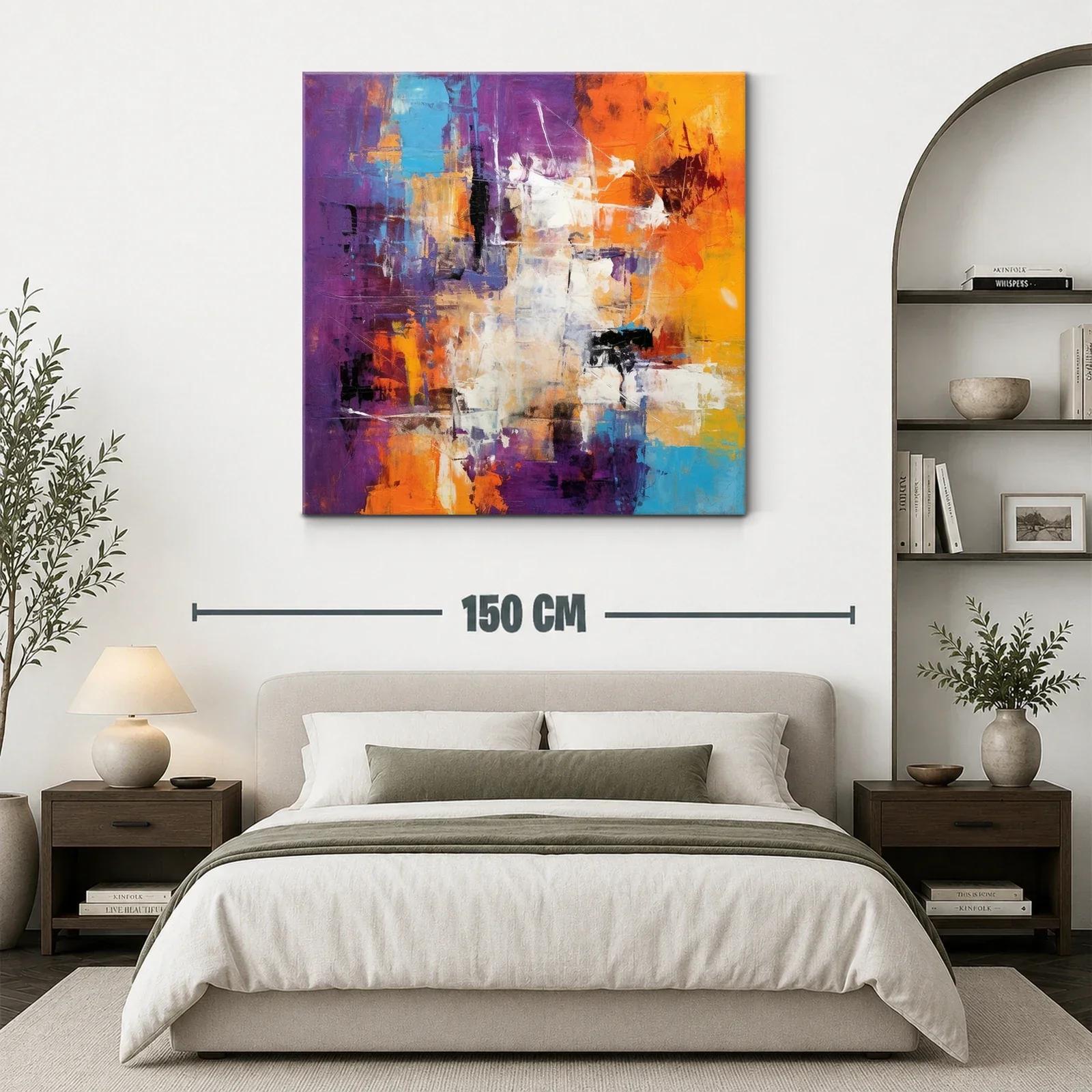 Cuadro abstracto con vibrantes tonos cálidos y fríos — miniatura 3