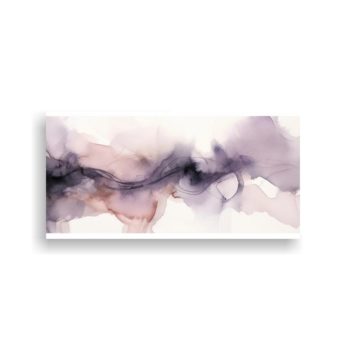 Cuadro abstracción de tinta fluida con franja ondulada