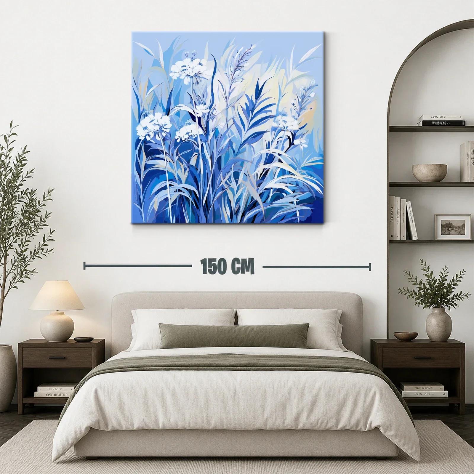 Flores y hojas en tonos azules para un ambiente sereno — miniatura 3