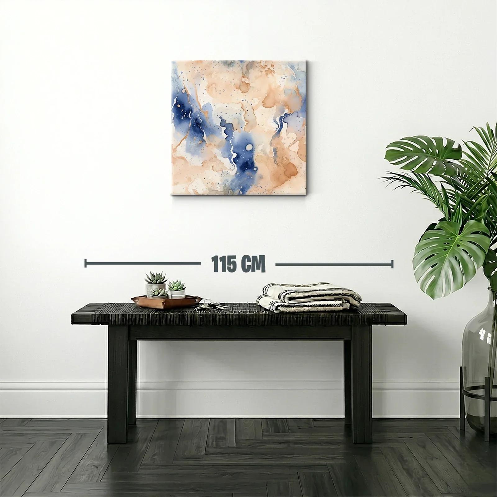 Cuadro abstracto en tonos azules y beige para ambientes modernos — miniatura 2
