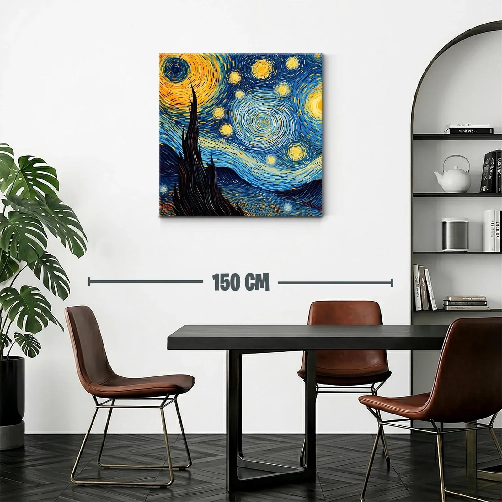 Cuadro nocturno con cielo estrellado en tonos vibrantes — miniatura 2