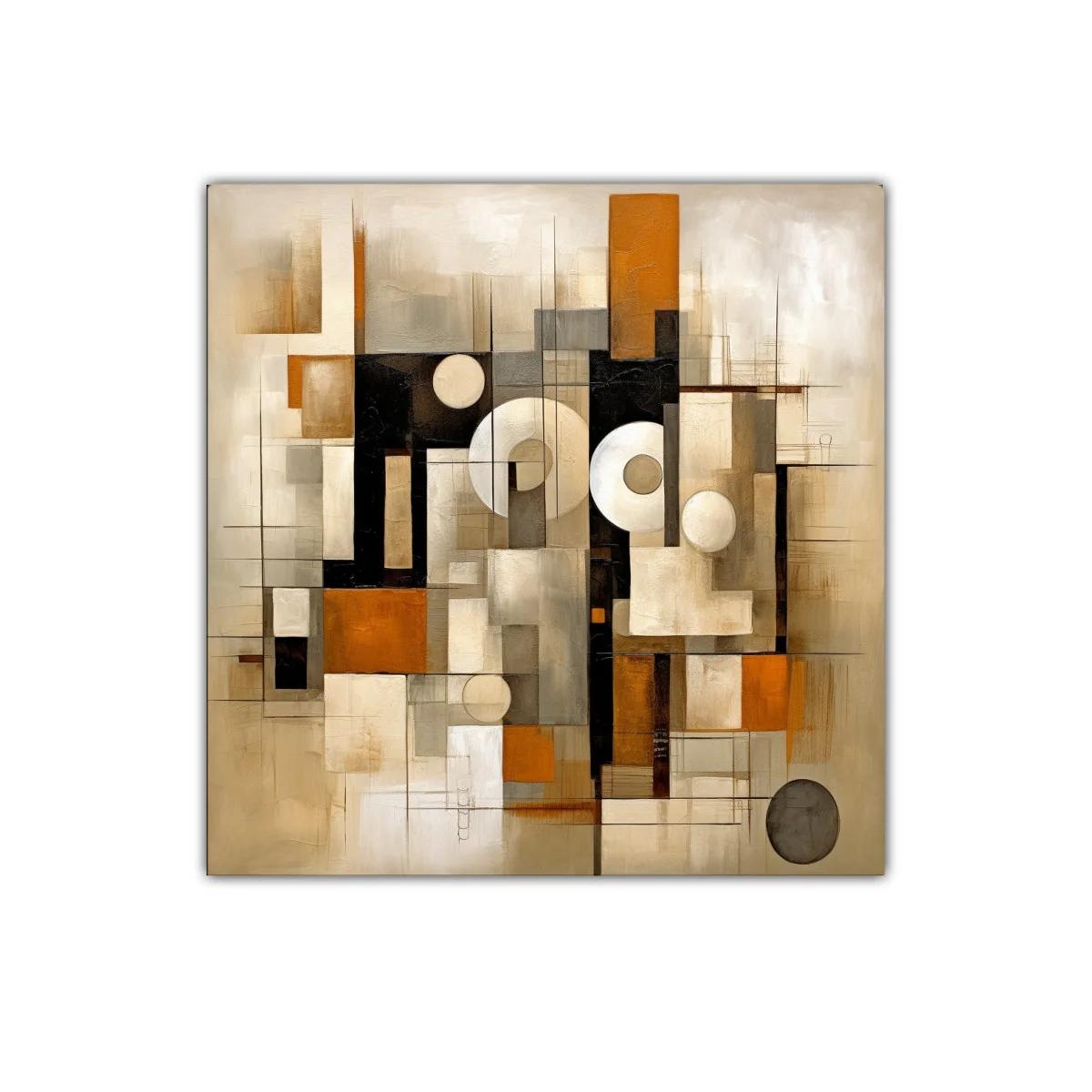 Composición abstracta con formas geométricas y tonos cálidos