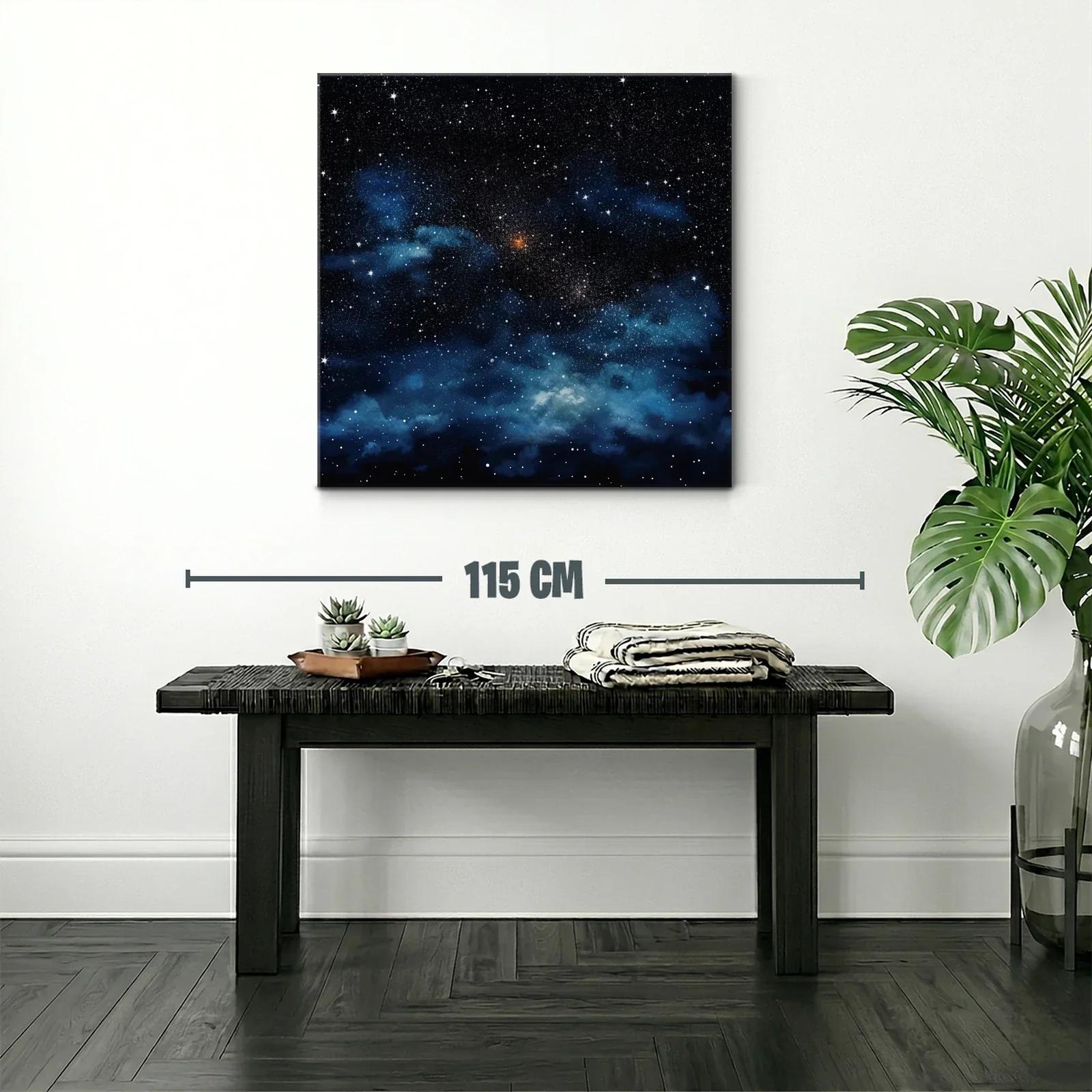 Cuadro de cielo estrellado con nebulosas azules y destellos blancos — miniatura 2