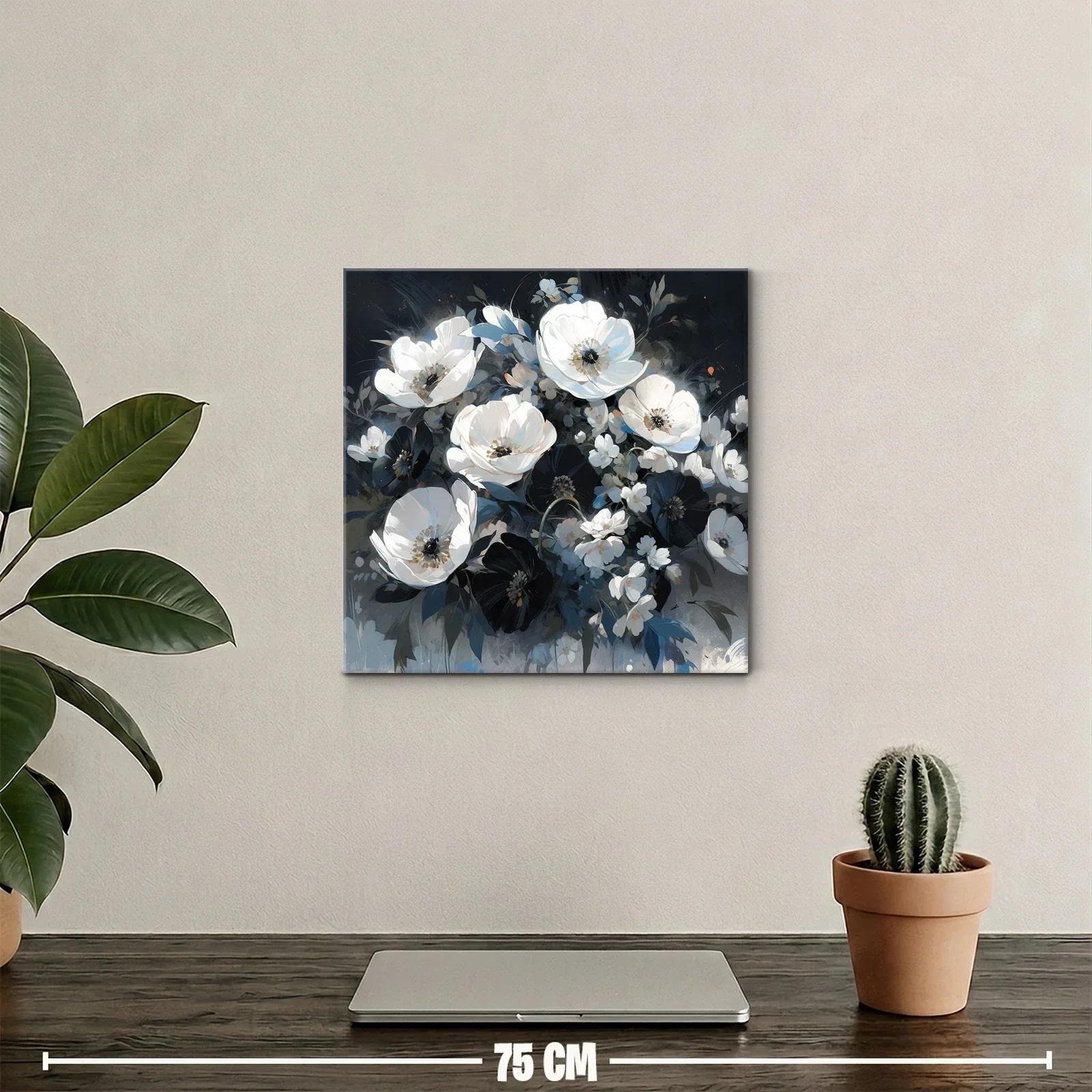 Ramo de flores blancas y negras con estilo romántico — miniatura 2