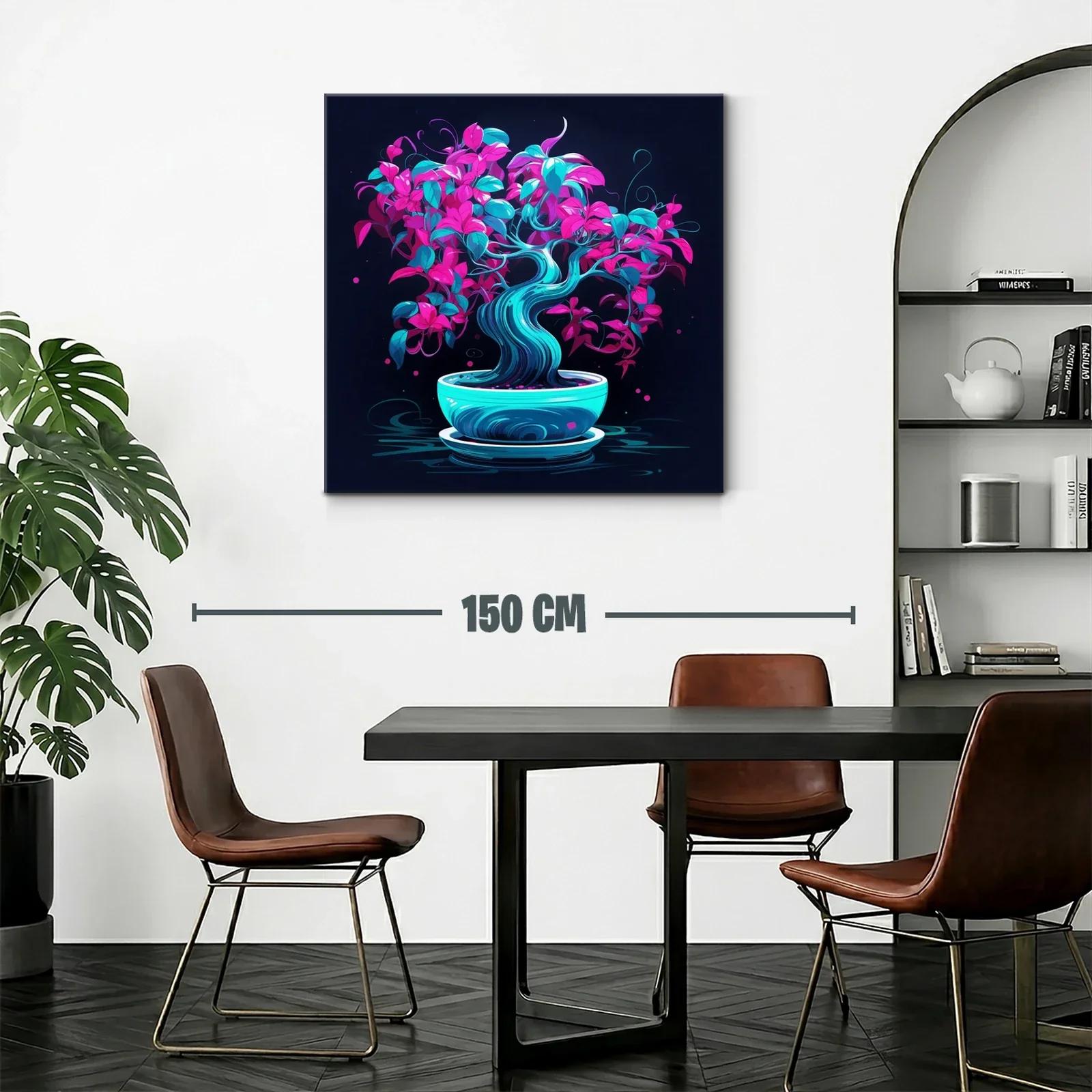 Bonsái vibrante con hojas en tonos fucsias y turquesas — miniatura 2