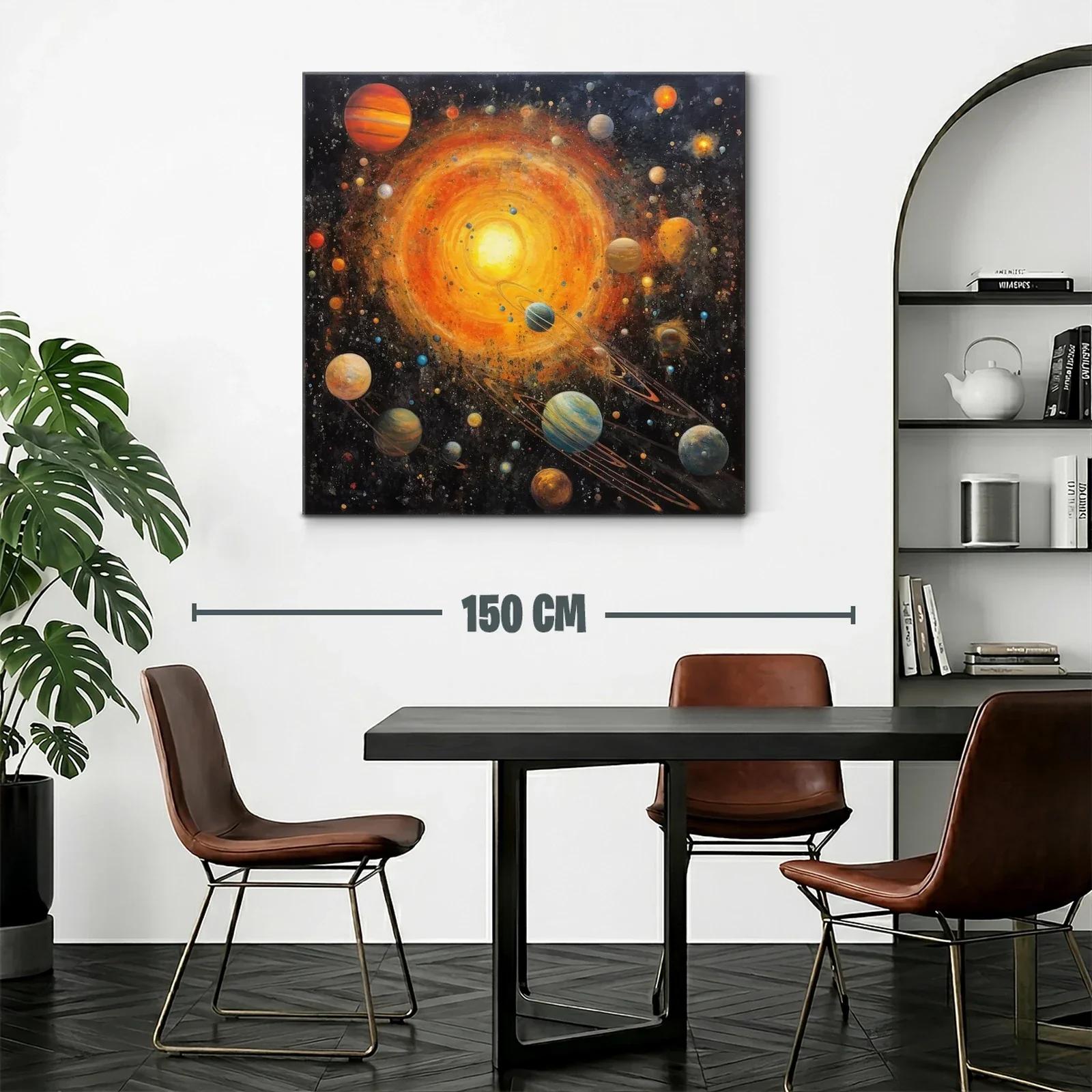 Cuadro Galaxia Vibrante con Planetas y Sol Radiante — miniatura 2