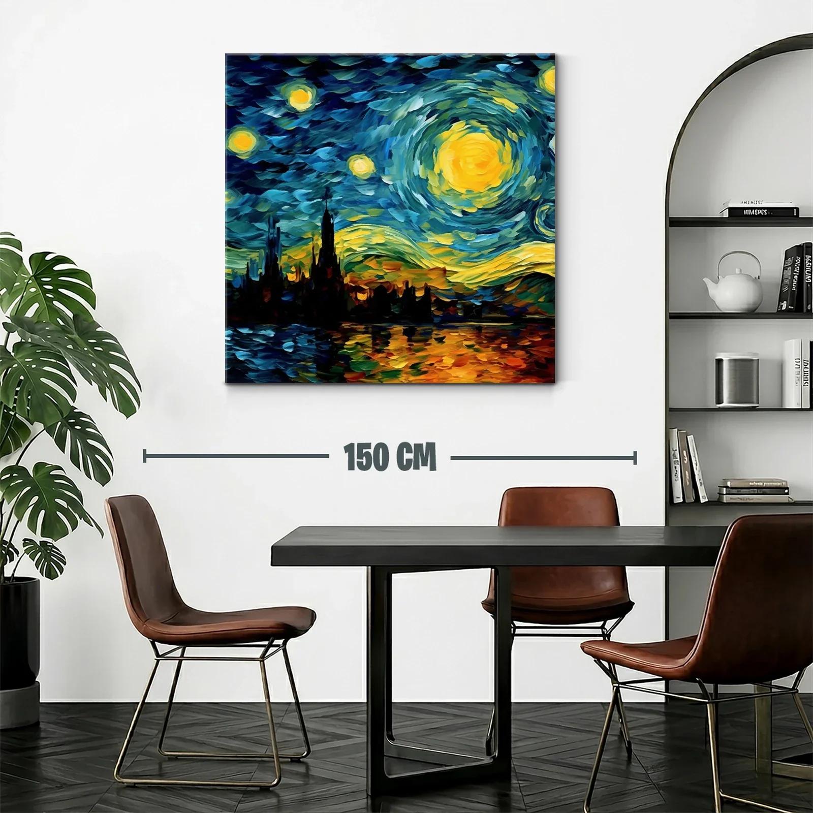 Cielo estrellado vibrante sobre ciudad reflejada en agua — miniatura 2