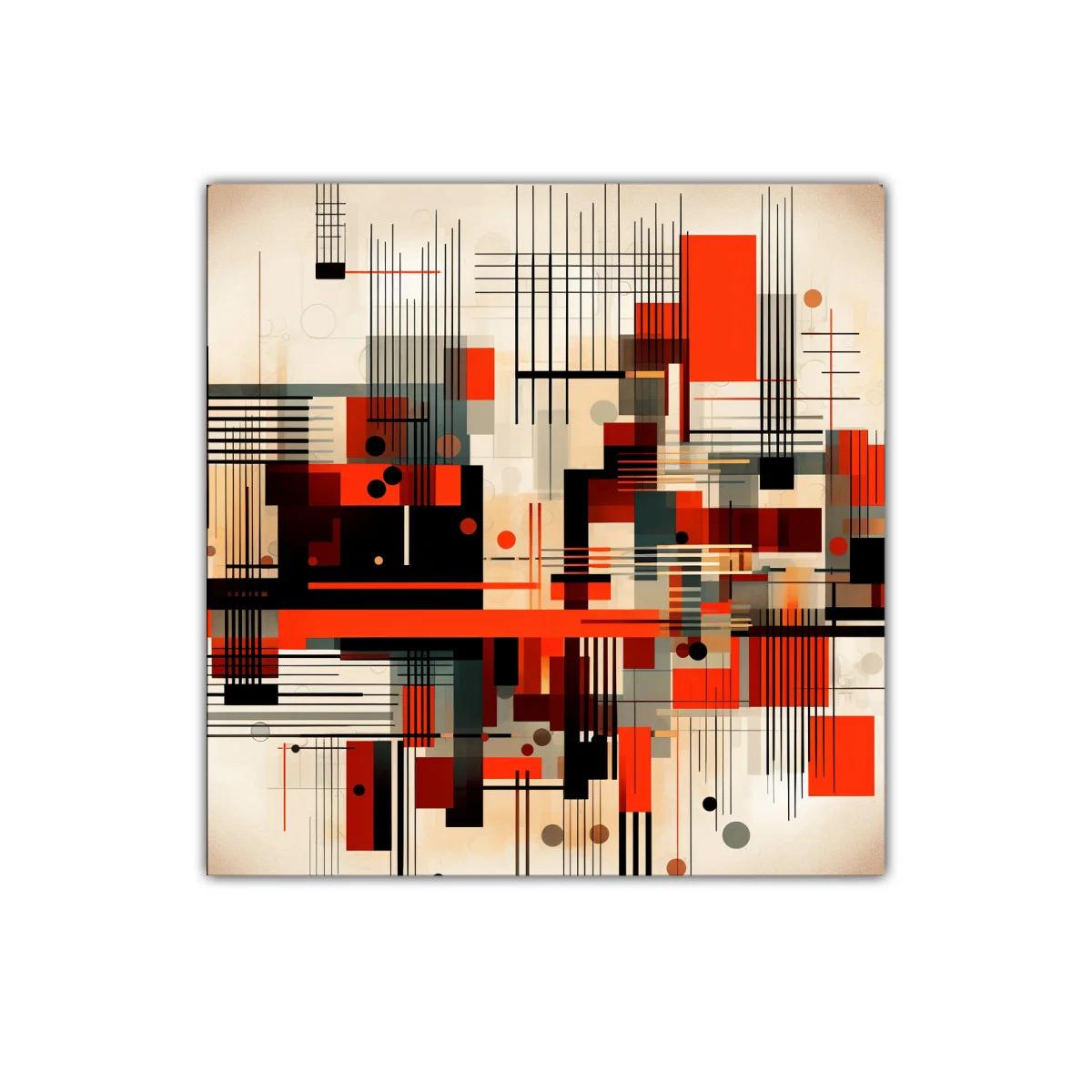 Composición abstracta con líneas y formas geométricas en rojo y negro — imagen principal
