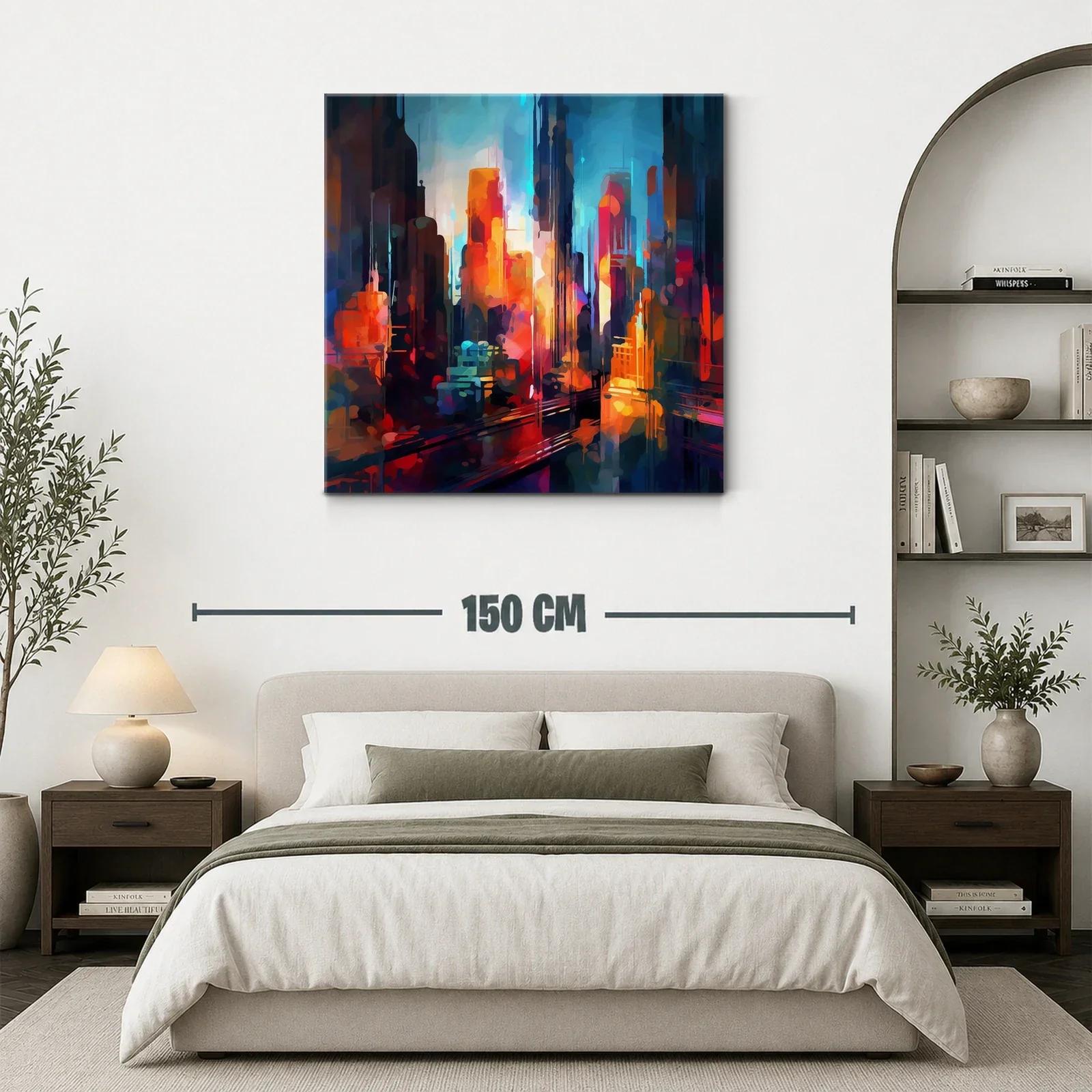 Paisaje urbano vibrante con luces cálidas y frías — miniatura 3