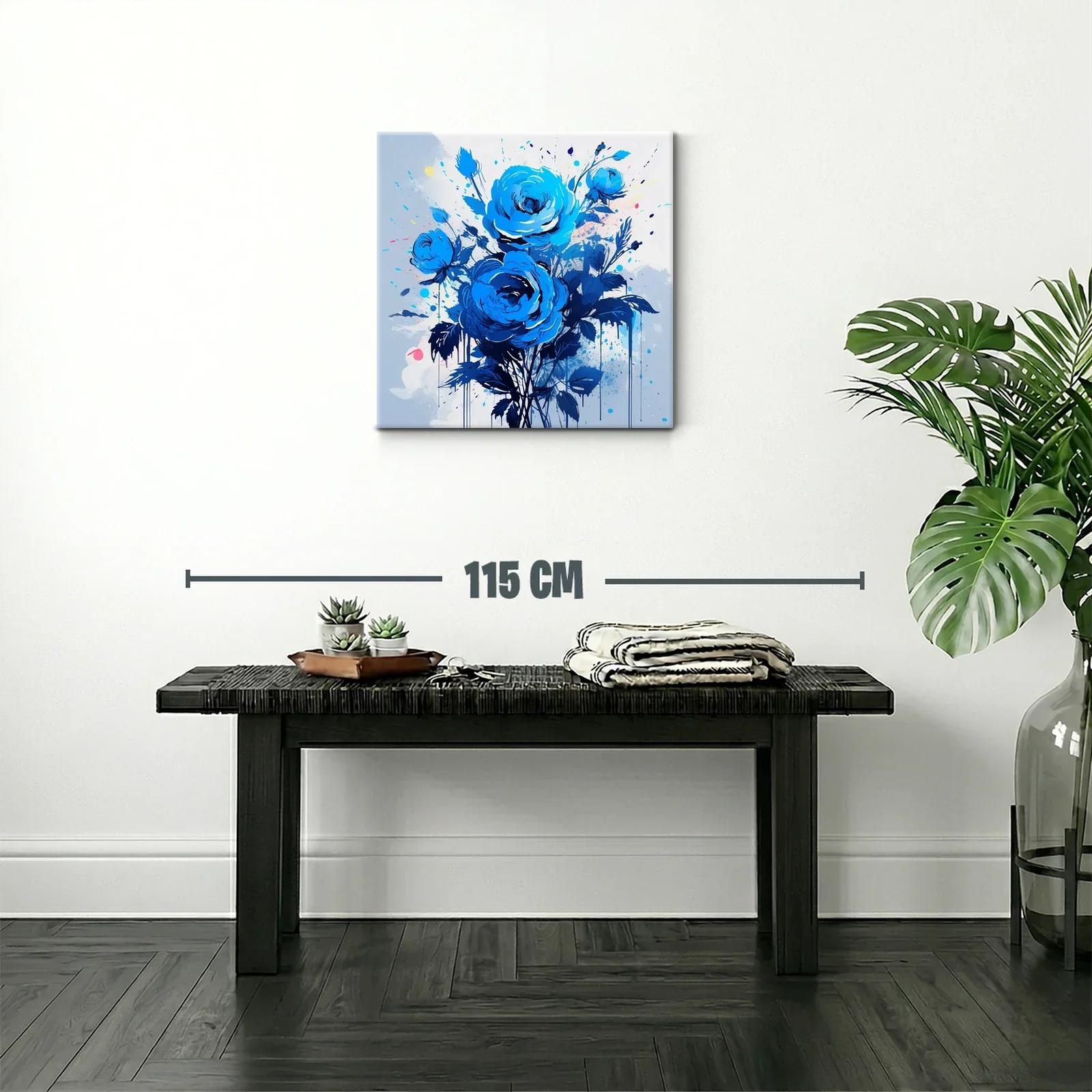 Ramo de rosas azules con pinceladas expresivas — miniatura 2