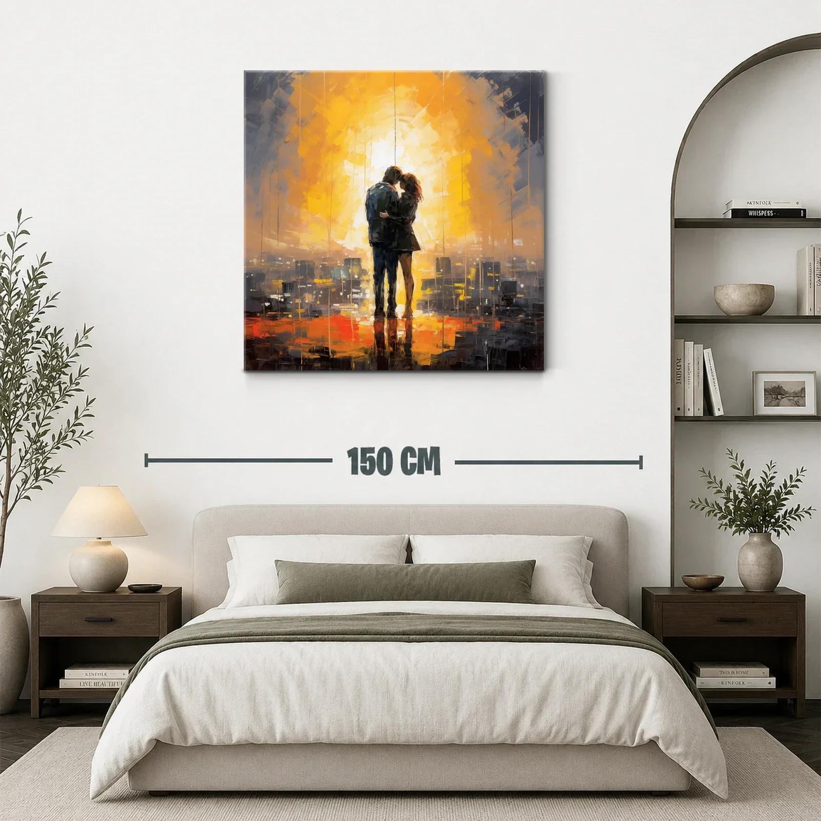 Escena romántica al atardecer con tonos cálidos y urbanos — miniatura 3
