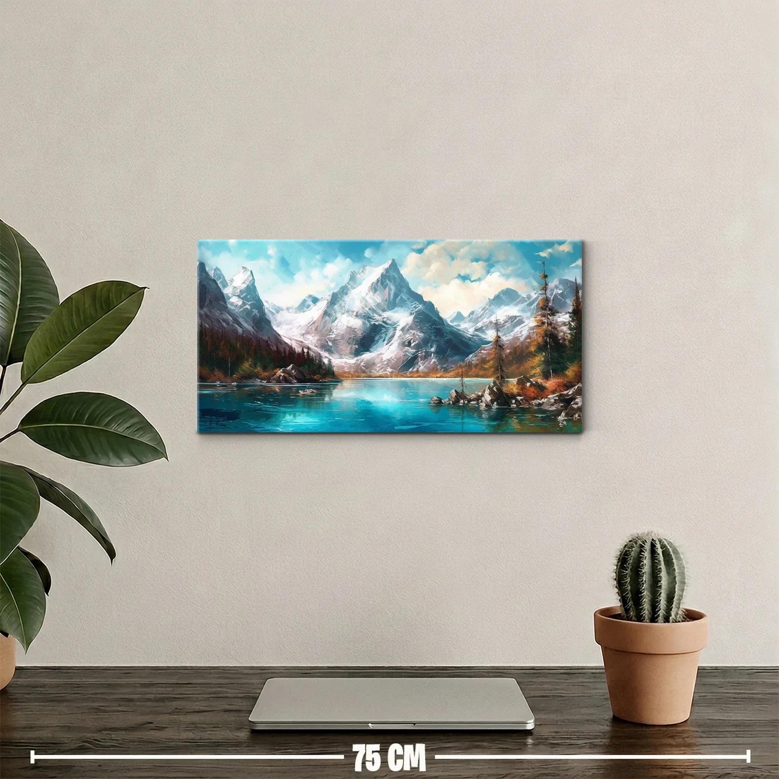 Cuadro lago de montaña con agua turquesa y picos nevados — miniatura 2