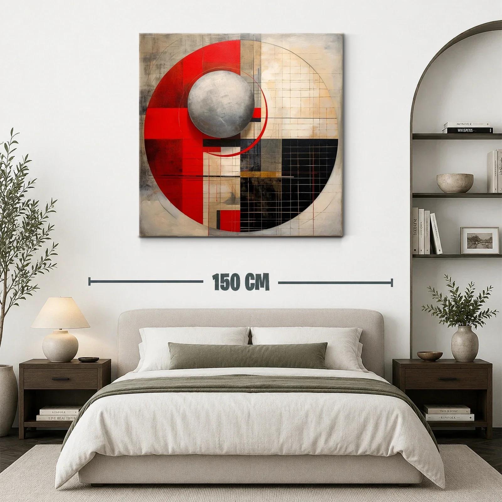 Composición geométrica moderna con esfera metálica y rojos vibrantes — miniatura 3