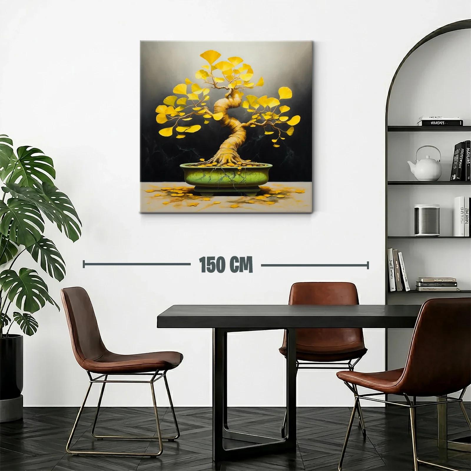 Árbol de Ginkgo con hojas doradas y maceta verde — miniatura 2