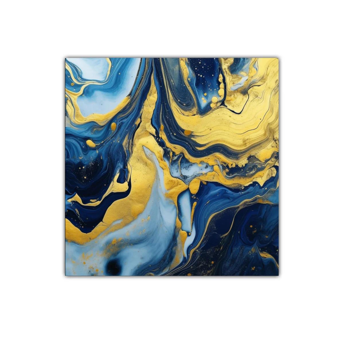 Abstracto en azul y dorado con movimiento fluido y elegante — miniatura 1