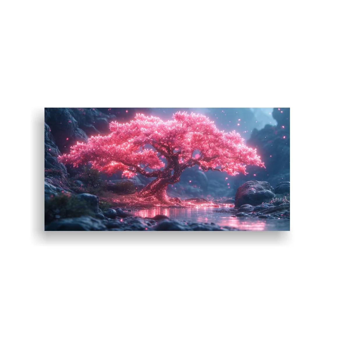 Cuadro cerezo en flor reflejado en el agua — imagen principal