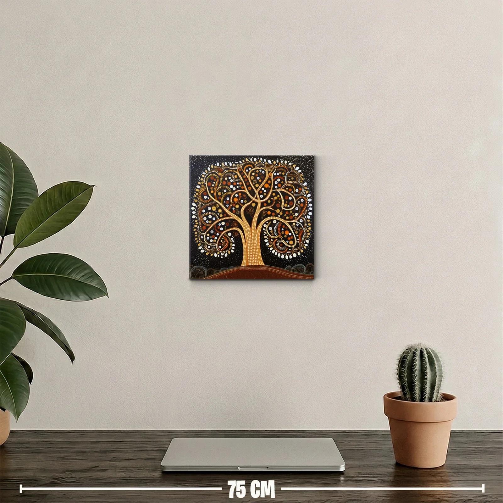 Árbol con patrones de puntos en tonos tierra y negro — miniatura 2