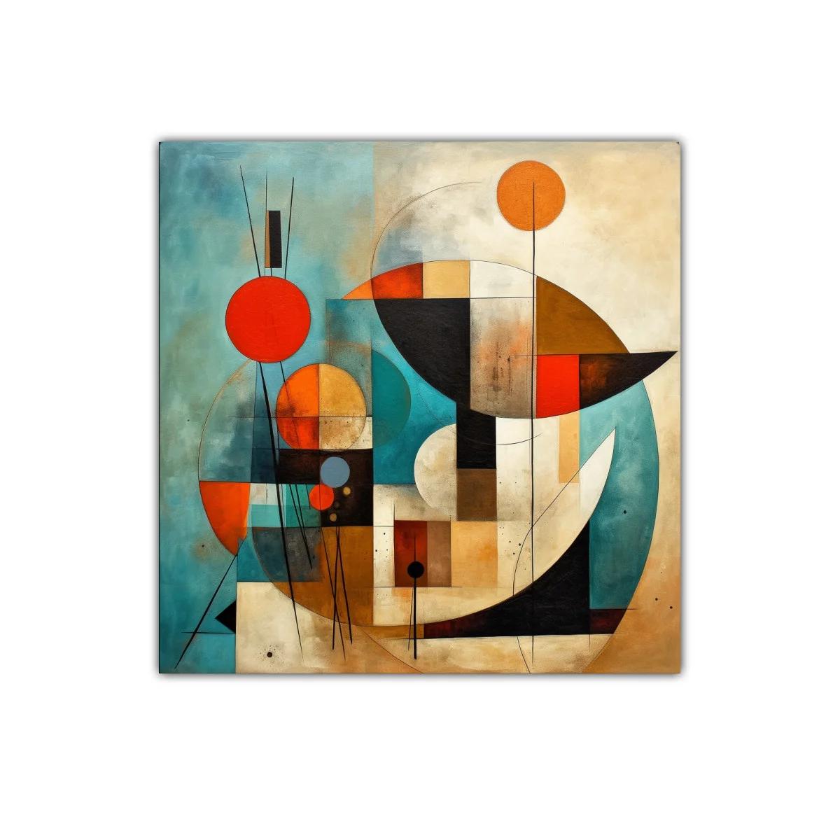 Cuadro abstracto con formas geométricas y colores cálidos — imagen principal