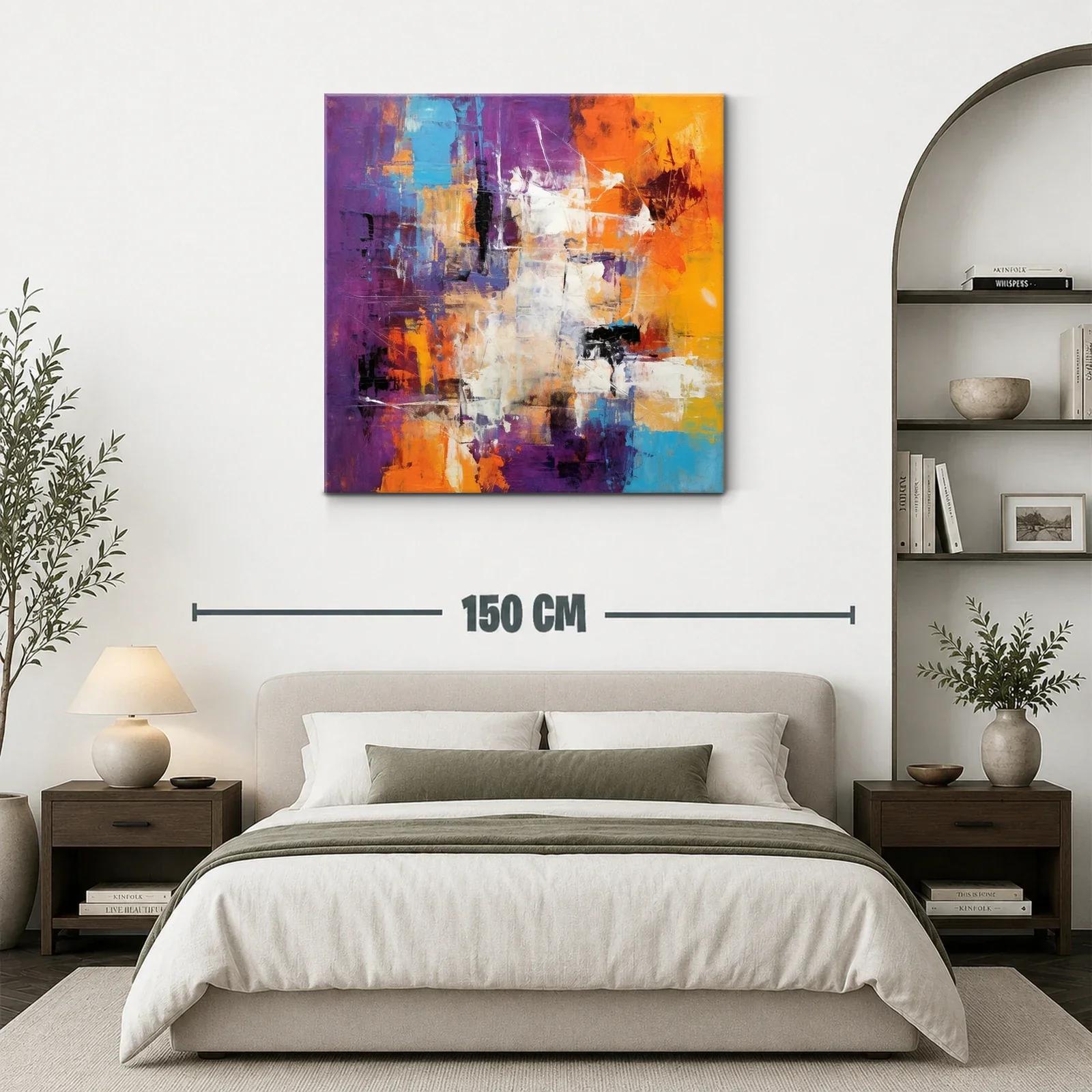 Cuadro abstracto con vibrantes tonos cálidos y fríos — miniatura 3
