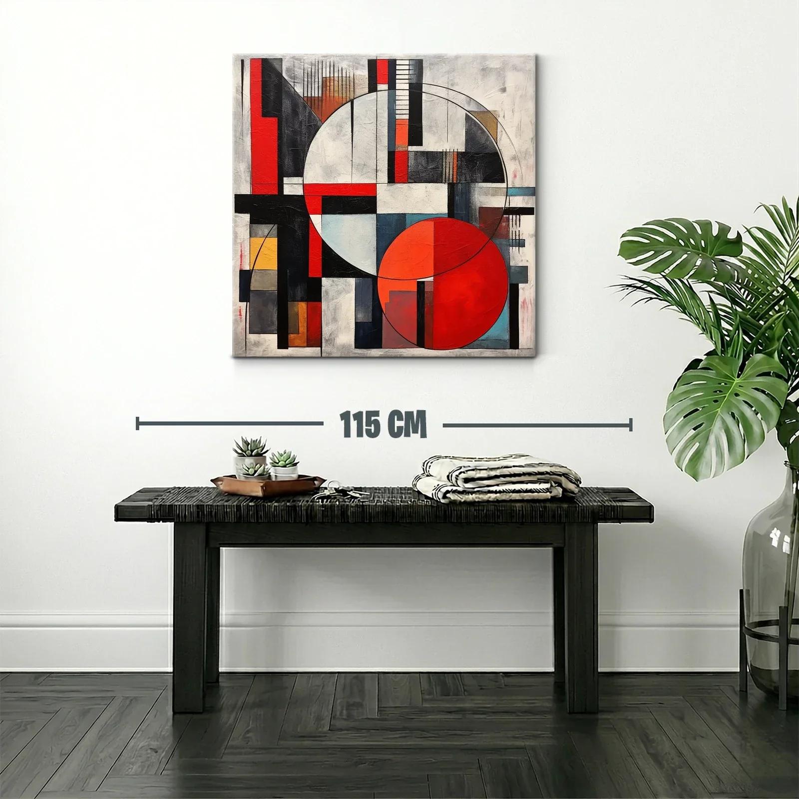 Composición geométrica con círculos y líneas en rojo y negro — miniatura 2