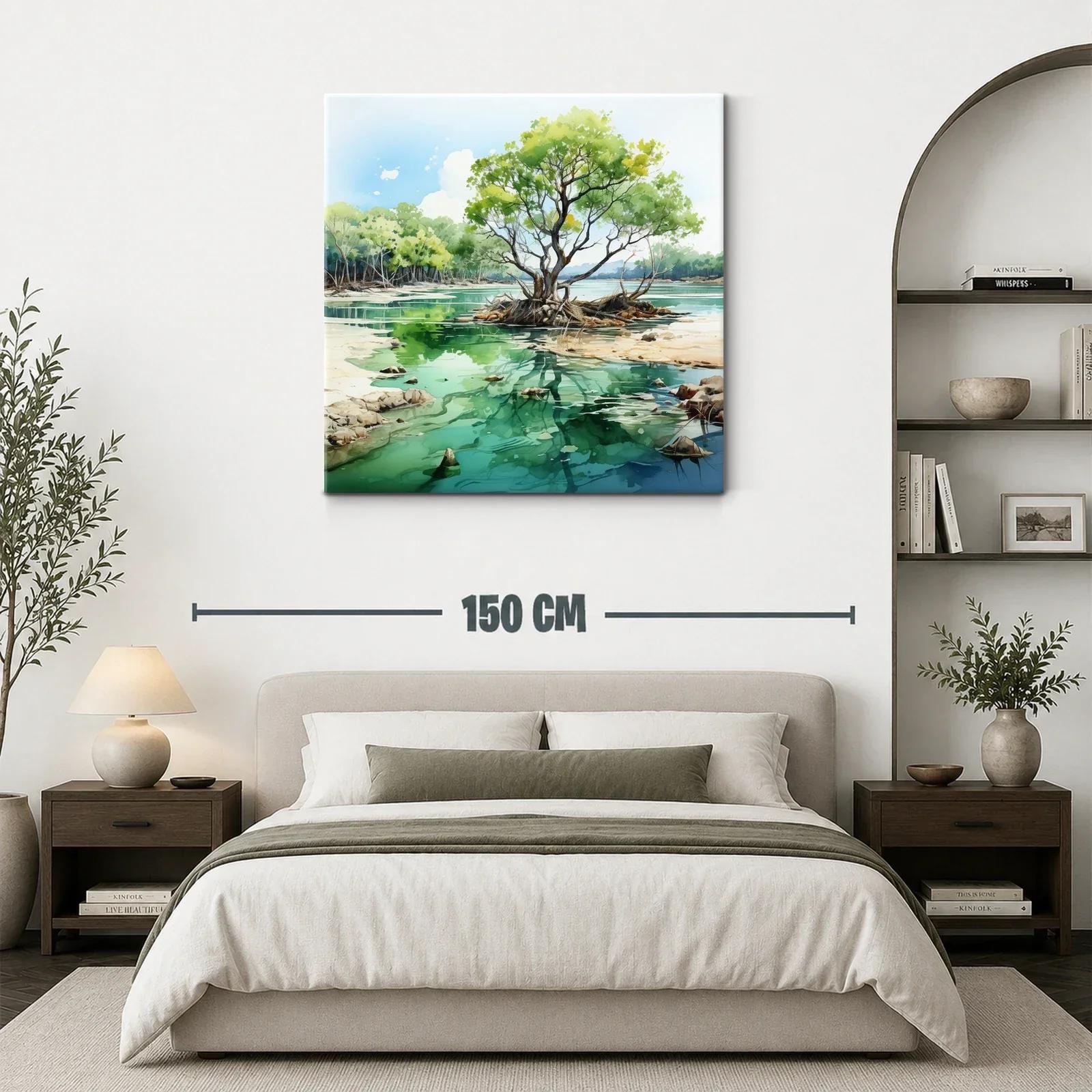 Serena escena natural con árbol y reflejos en lago tranquilo — miniatura 3