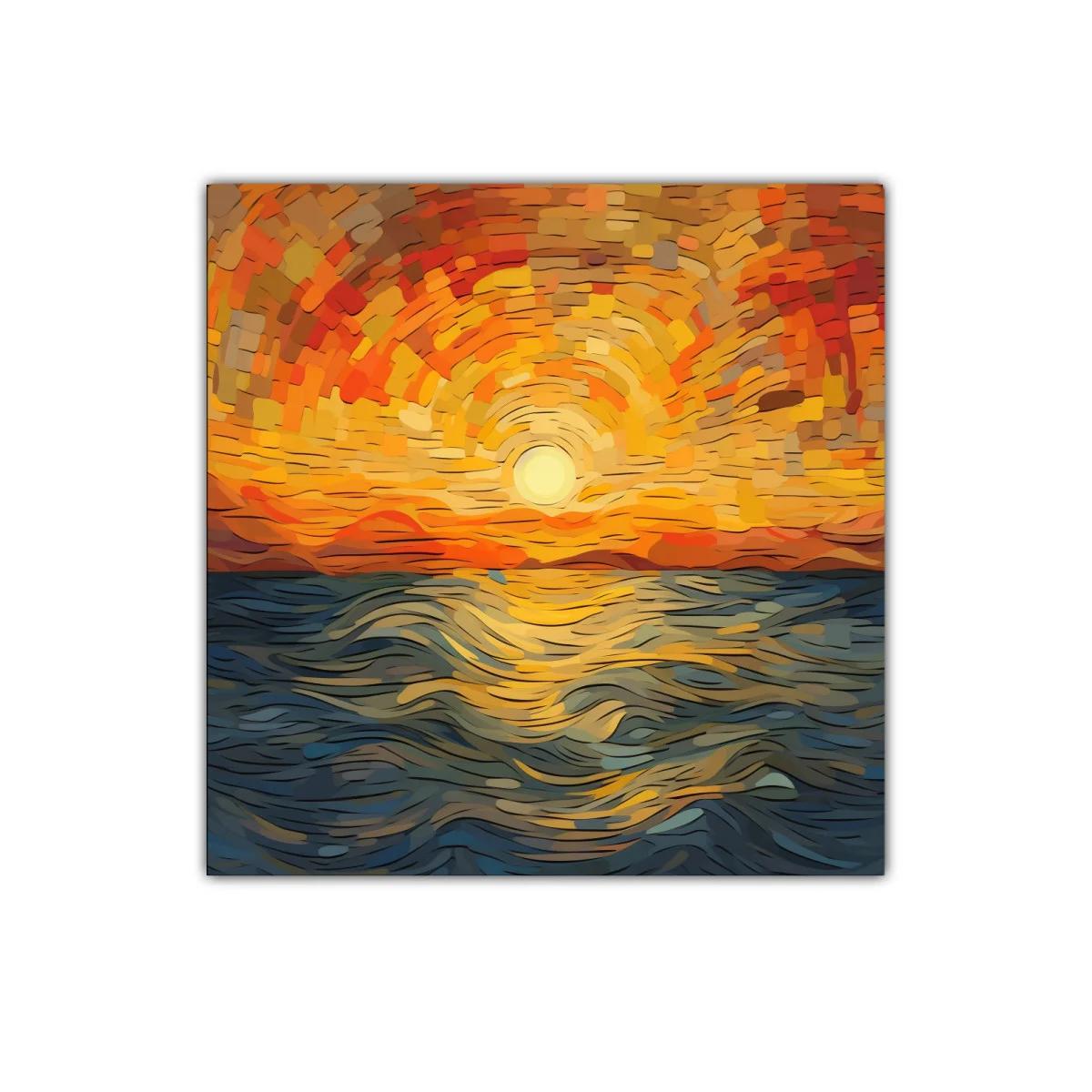 Atardecer vibrante sobre el mar con trazos expresivos — miniatura 1