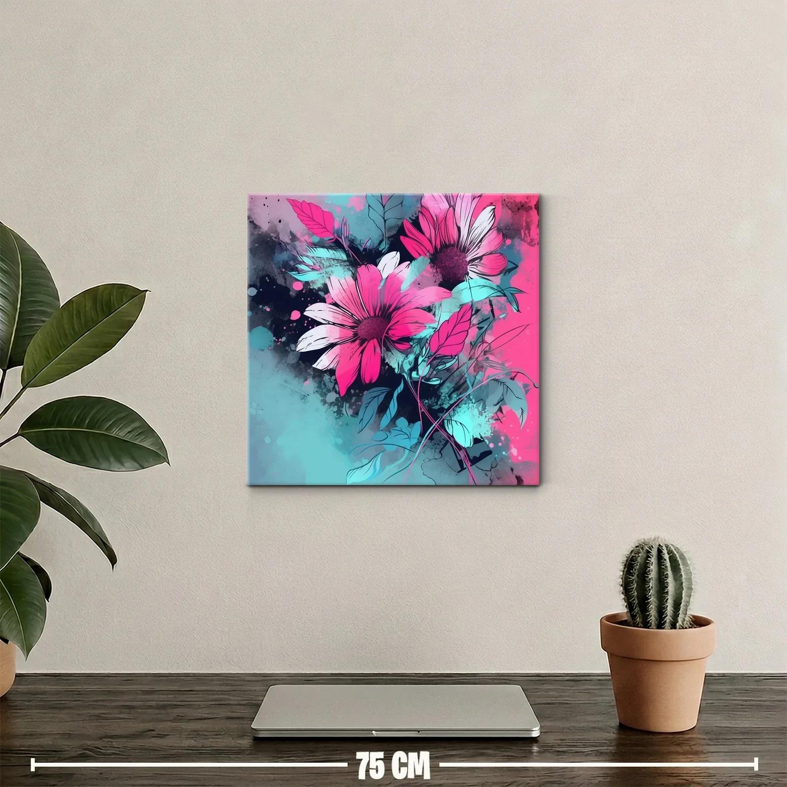 Flores vibrantes en tonos fucsia y azul turquesa — miniatura 2