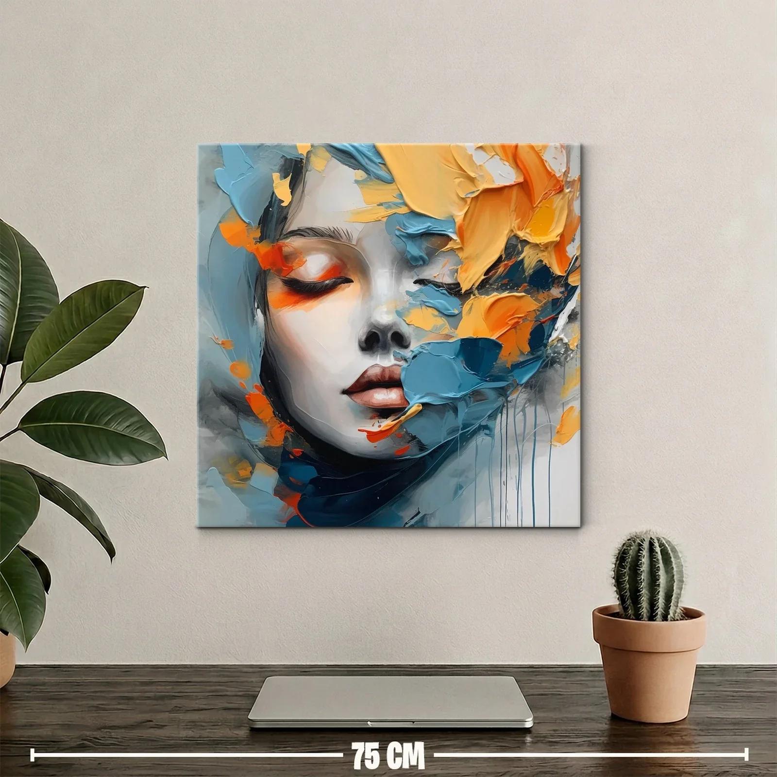 Retrato abstracto femenino con vibrantes tonos azul y naranja — miniatura 2