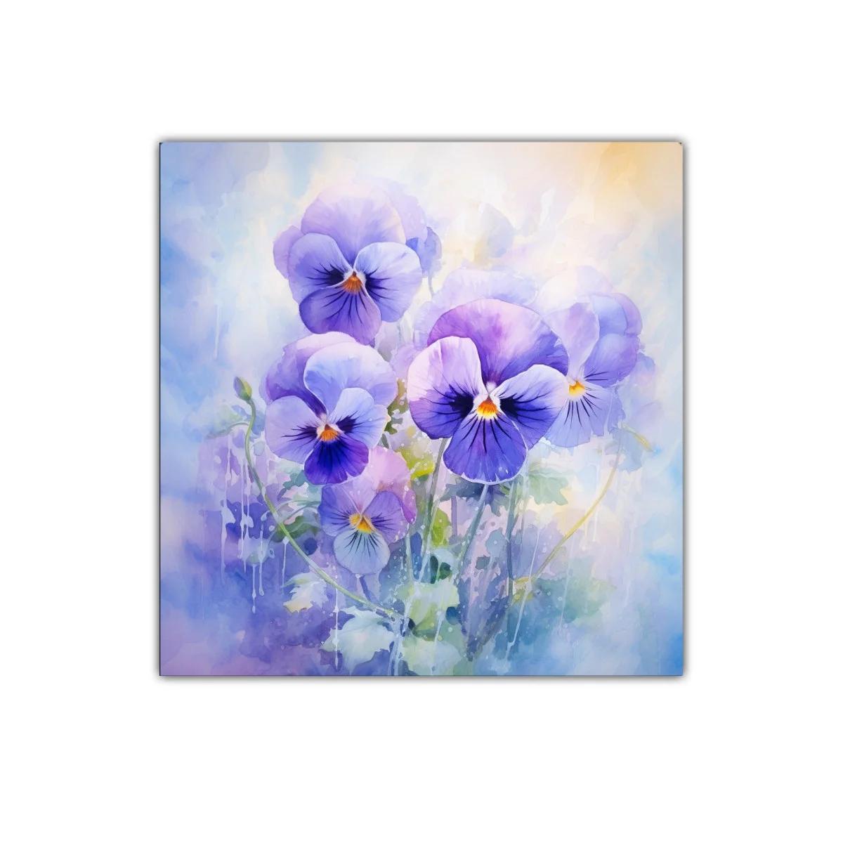 Cuadro decorativo con delicadas flores violetas y luz suave