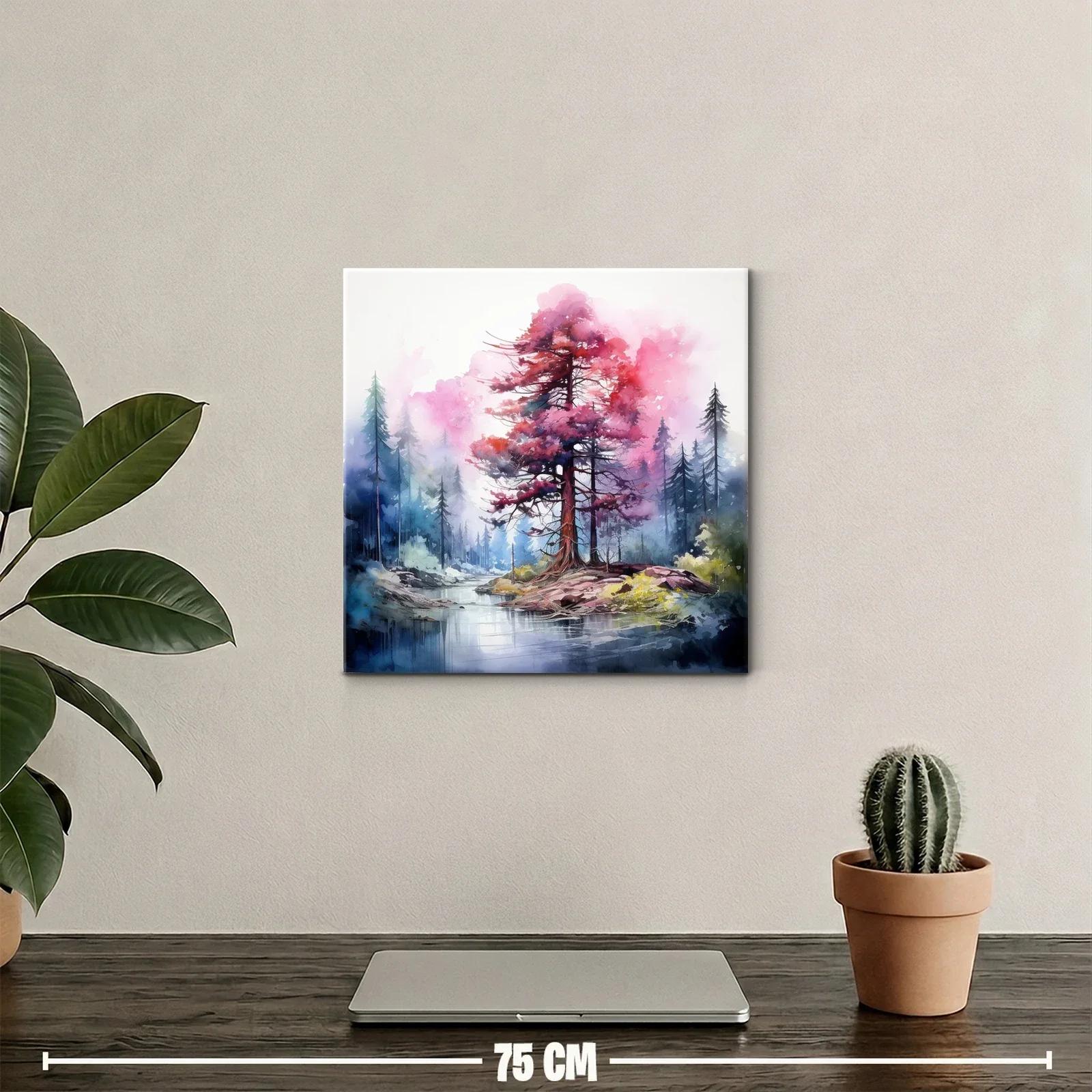 Paisaje onírico con árbol rojizo en isla tranquila — miniatura 2