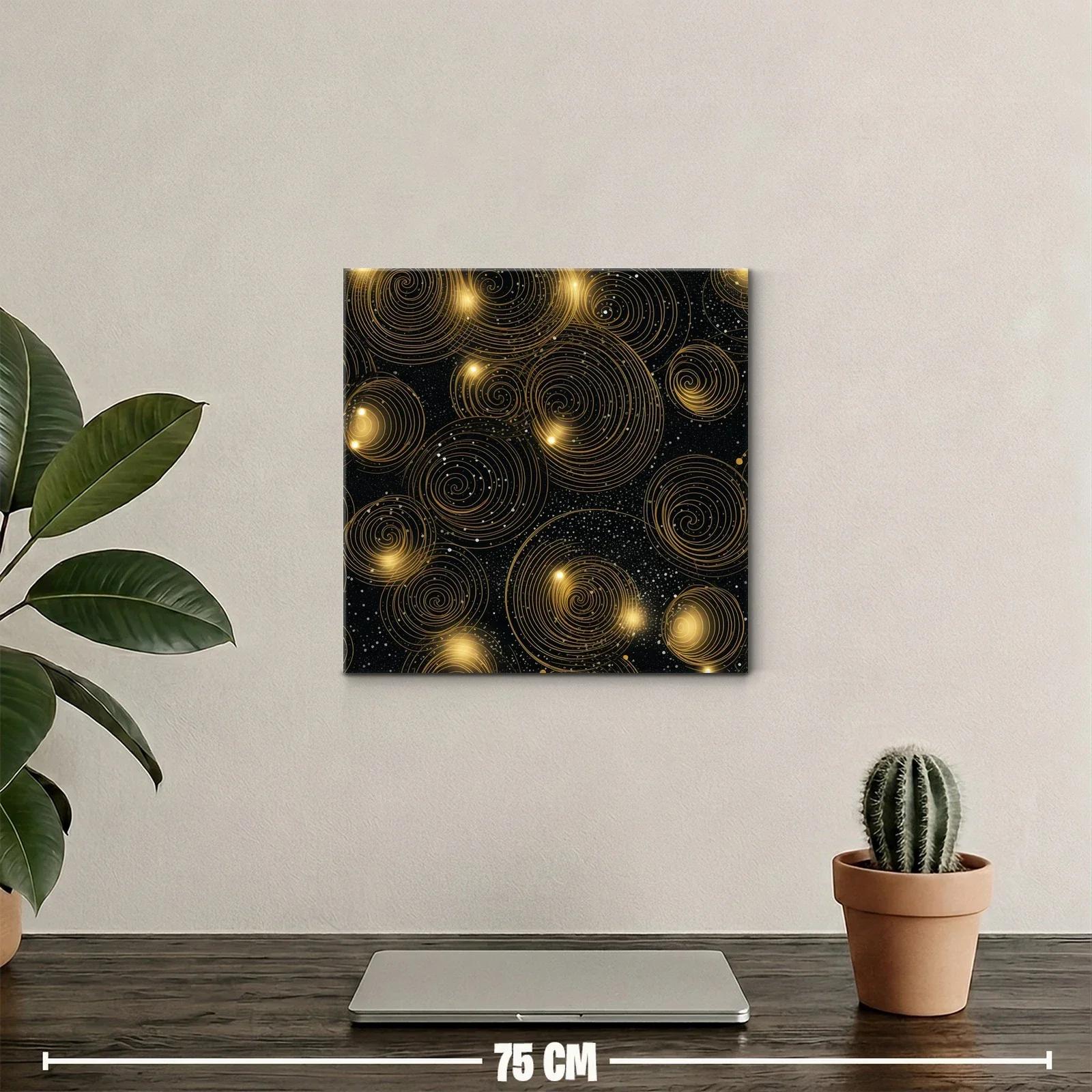 Cuadro abstracto con espirales doradas sobre fondo oscuro — miniatura 2