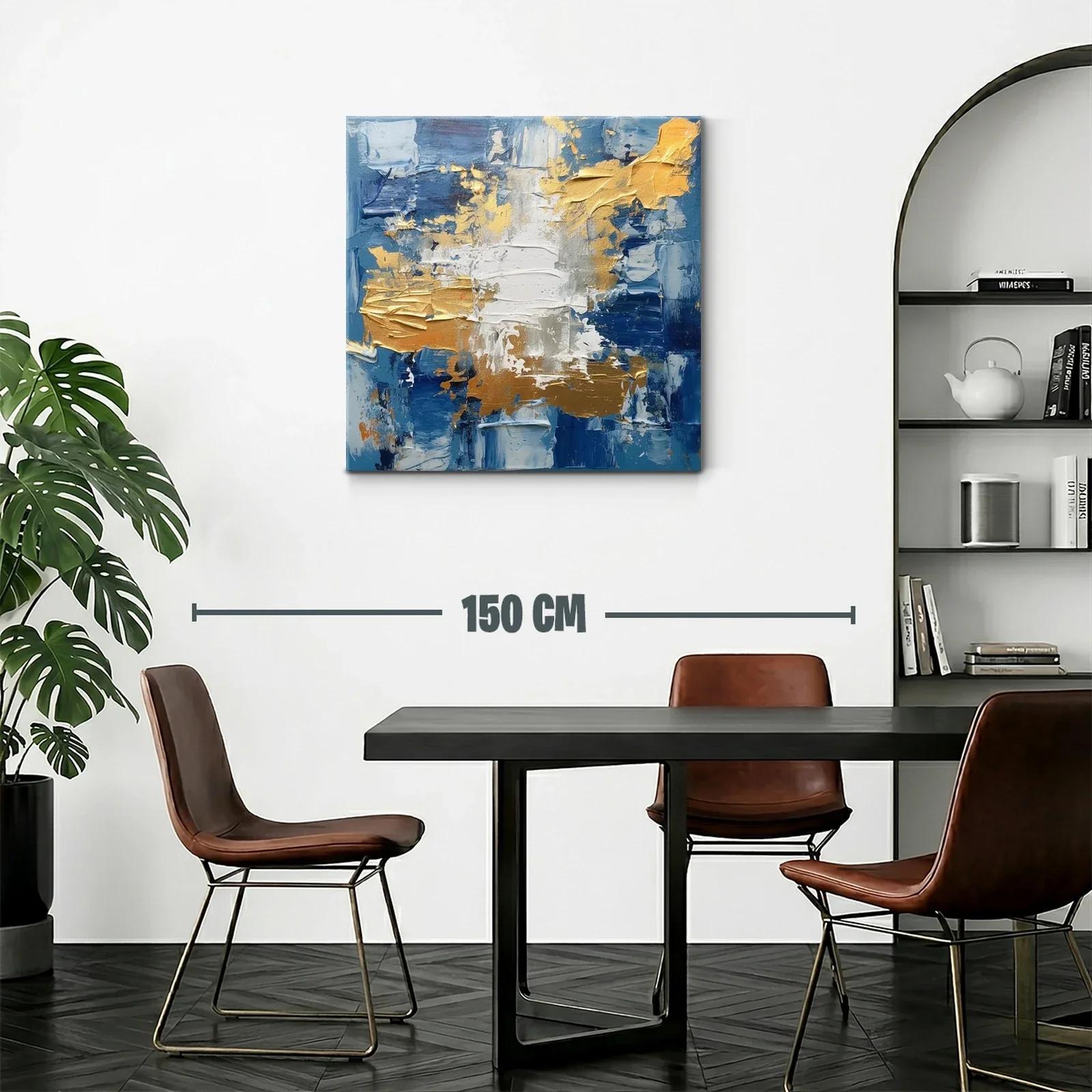 Composición abstracta en azul y dorado con texturas — miniatura 2