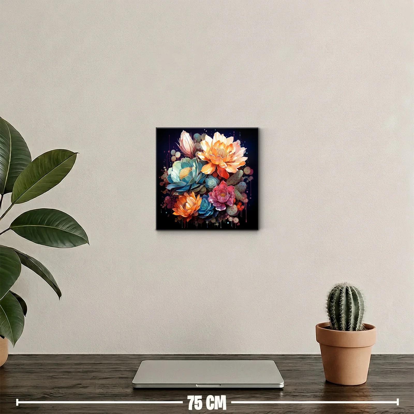 Composición de flores vibrantes con tonos cálidos y fríos — miniatura 2