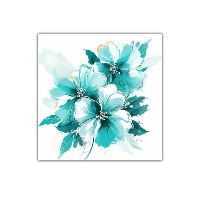 Cuadro florales en tonos turquesa para decoración elegante
