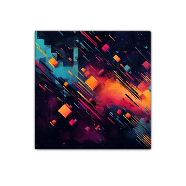 Cuadro moderno con formas geométricas y colores vibrantes