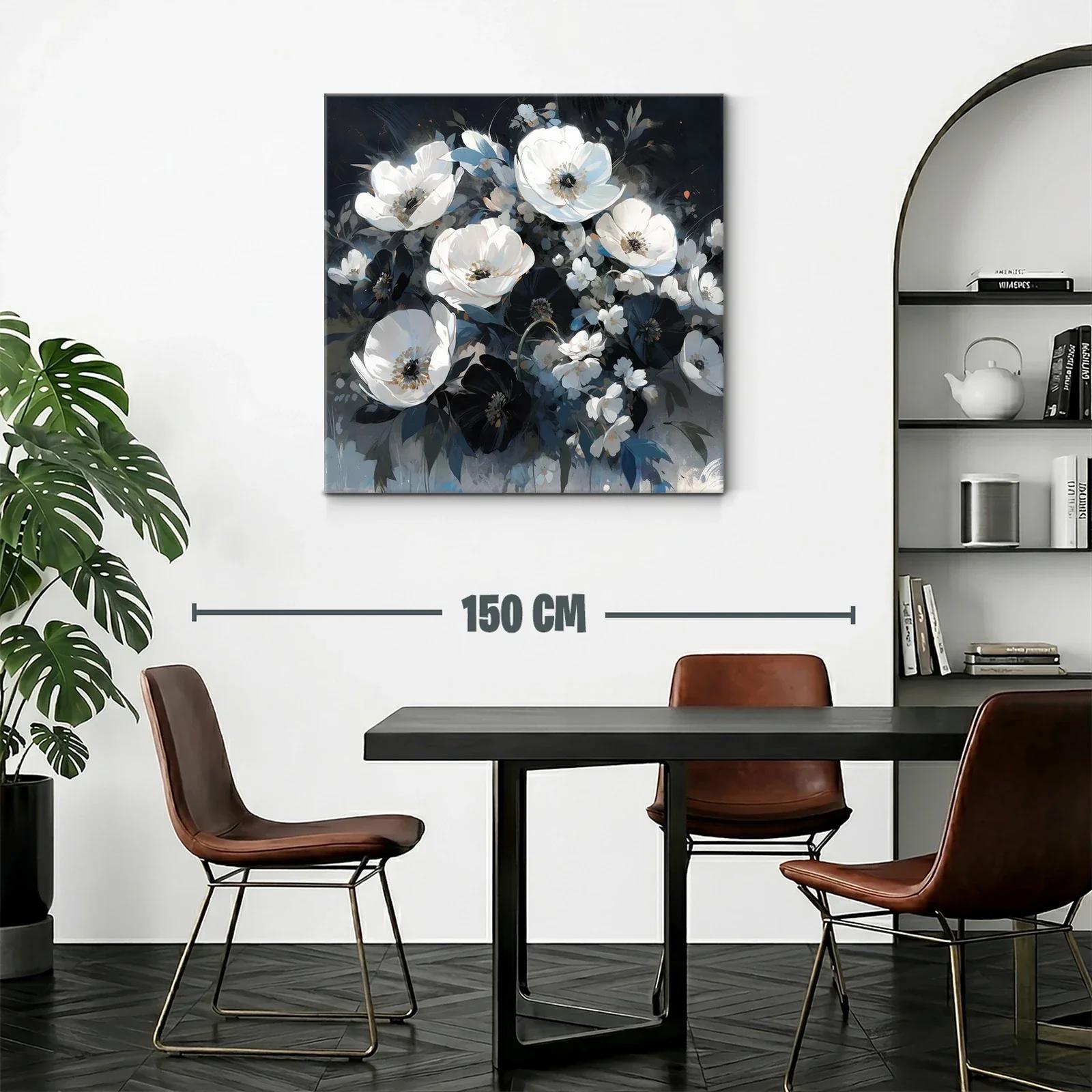 Ramo de flores blancas y negras con estilo romántico — miniatura 2