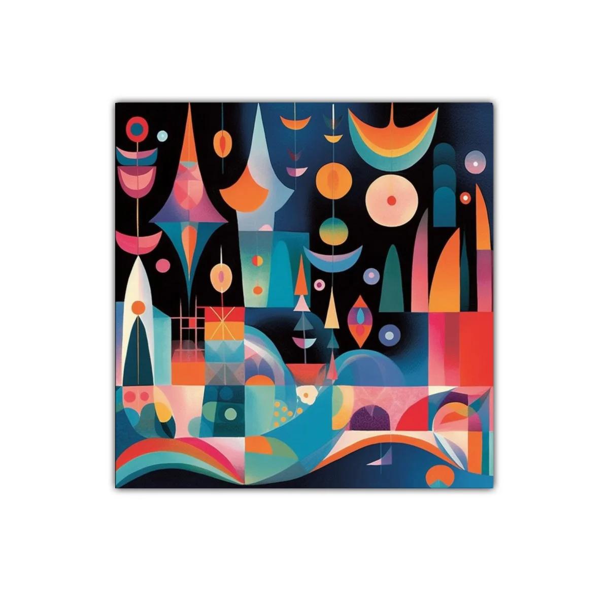 Cuadro decorativo con forma abstracta y colores vibrantes