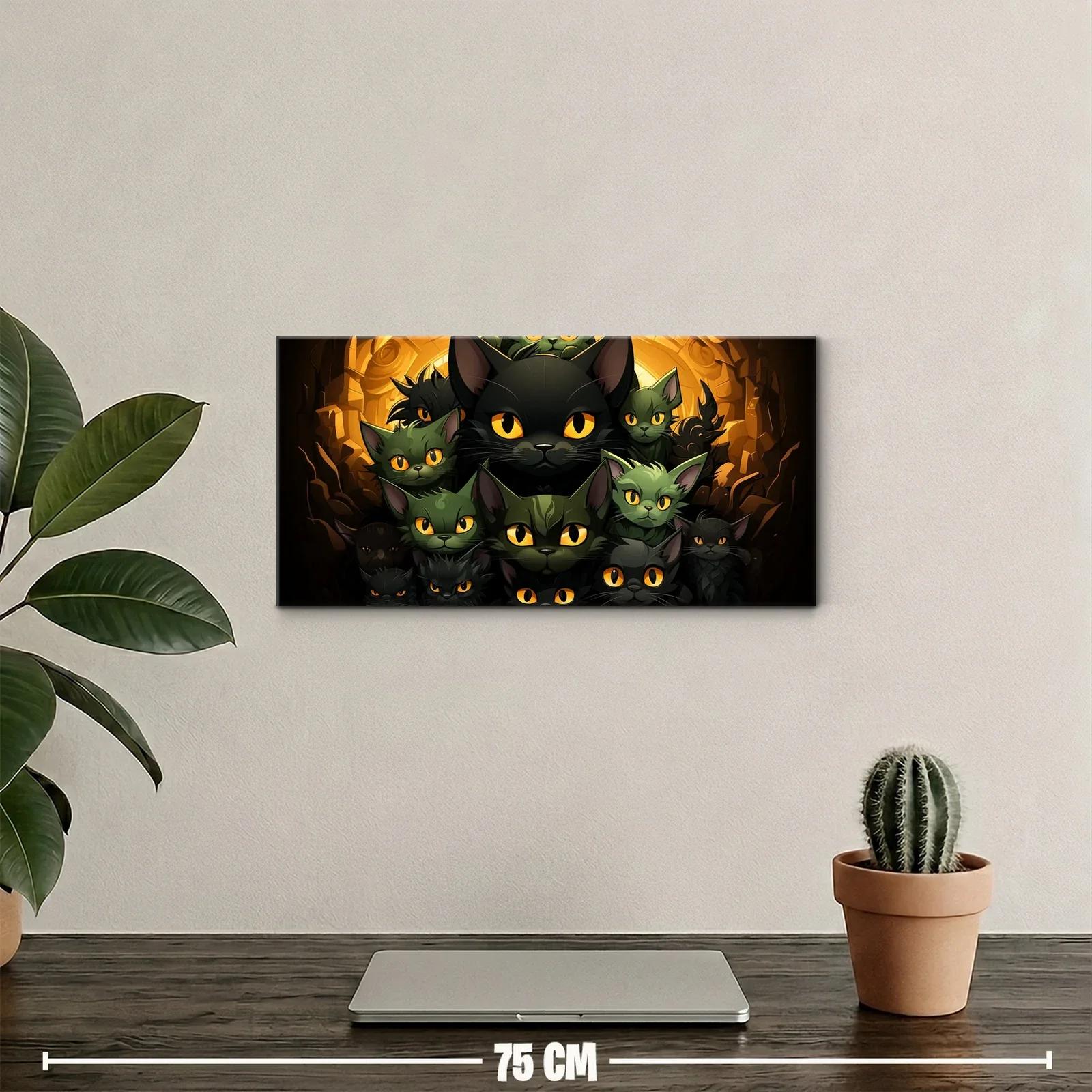 Cuadro grupo de gatos negros en cueva iluminada — miniatura 2