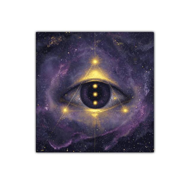 Cuadro Ojo Cósmico con Brillos Dorados y Morados
