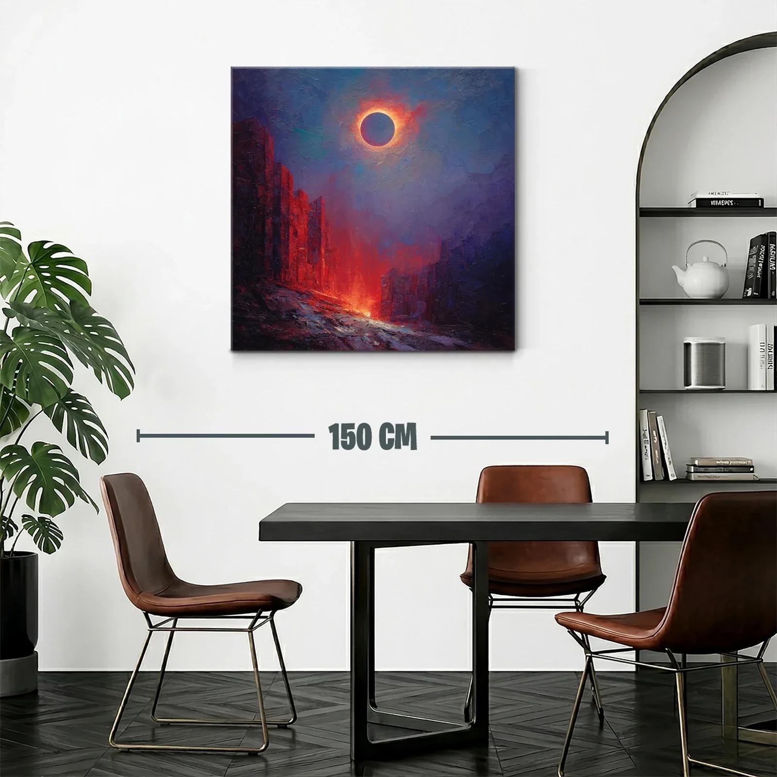 Eclipse solar sobre paisaje urbano en llamas — miniatura 2