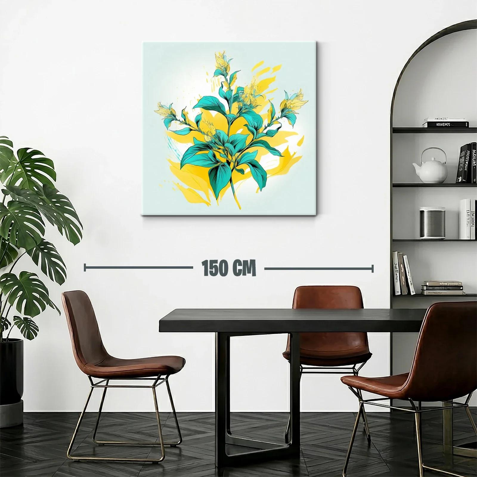Flor Tropical vibrante en tonos turquesa y amarillo — miniatura 2