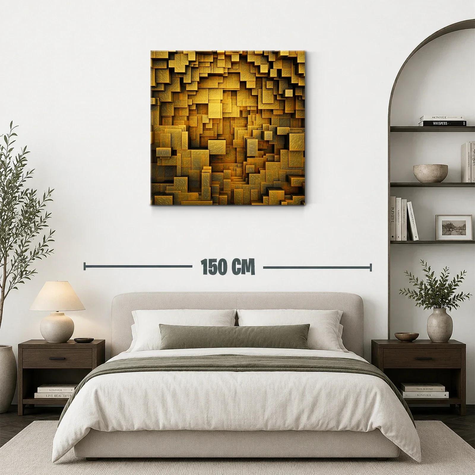 Diseño abstracto de recuadros encajados dorados y negros — miniatura 3
