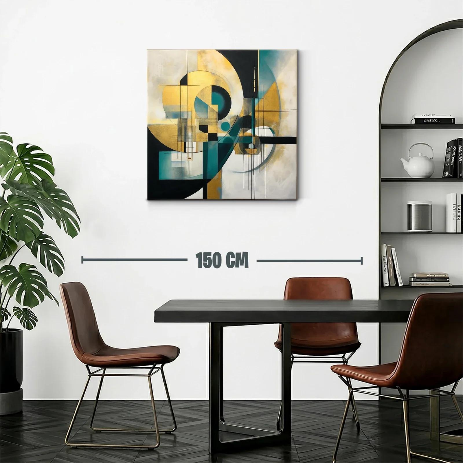Composición abstracta en tonos oro y turquesa — miniatura 2