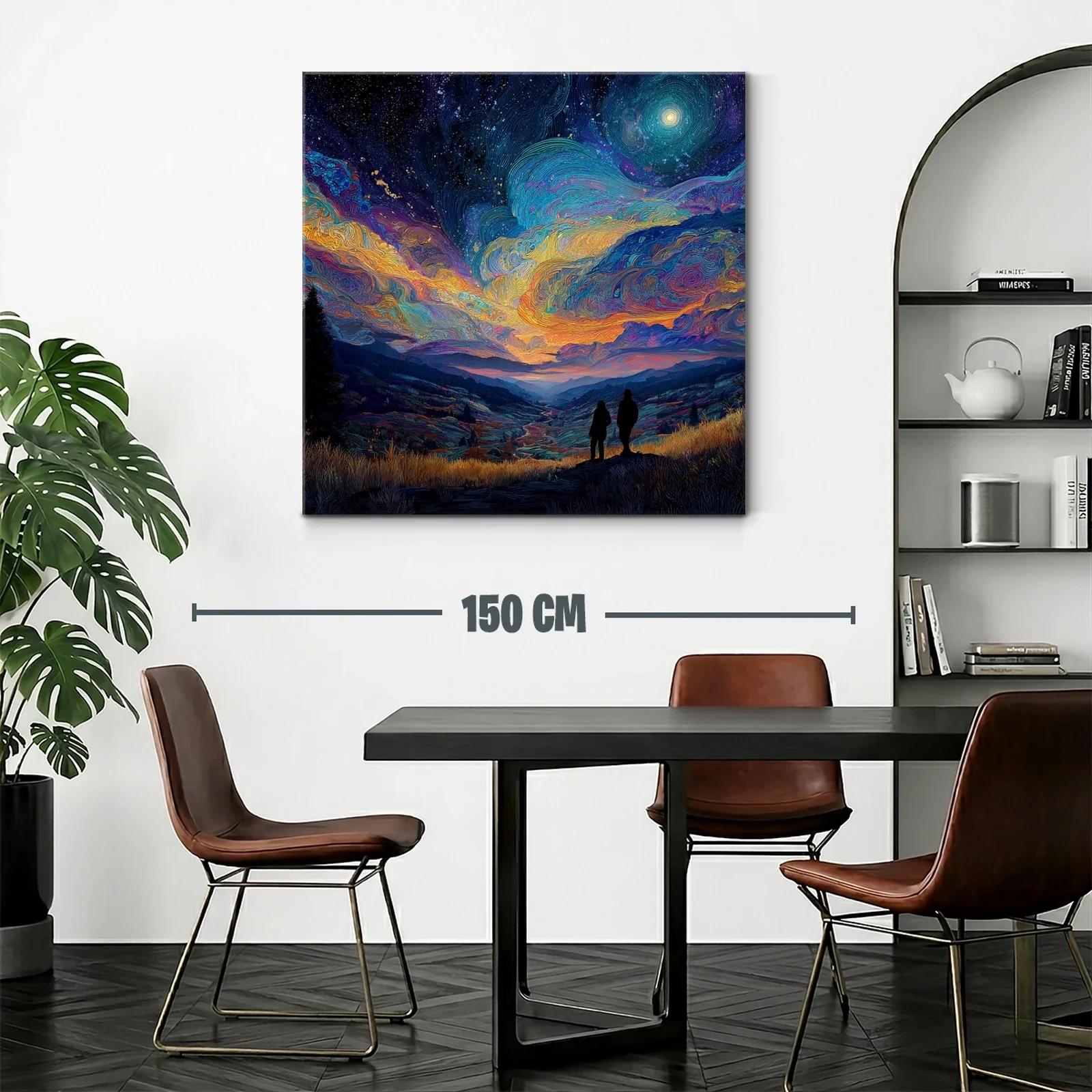 Paisaje nocturno con cielo estrellado y figuras en silueta — miniatura 2